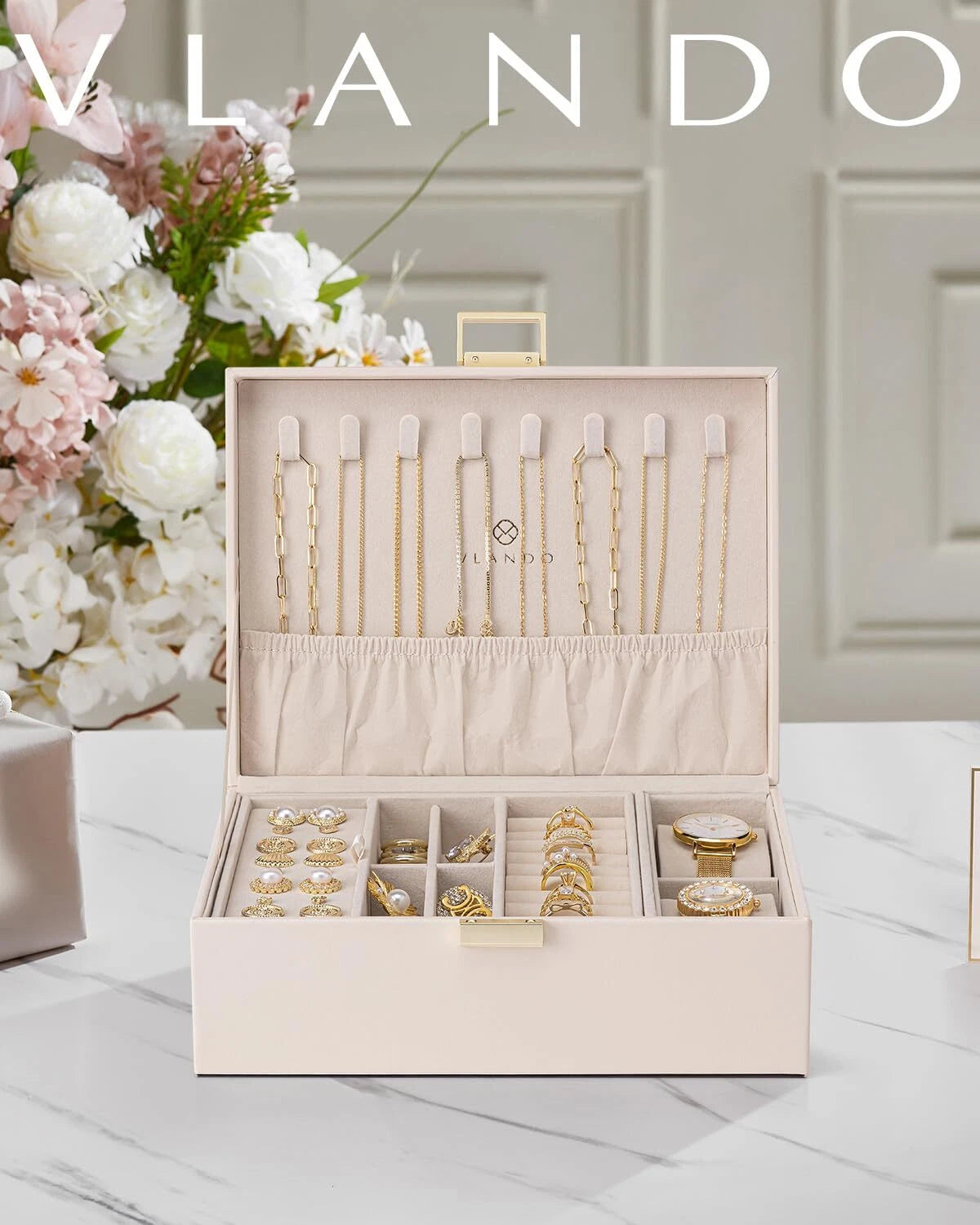 Vlando 2 Layer Jewelry Box Large Jewelry Organizer for Women Removable Jewele... | eBay