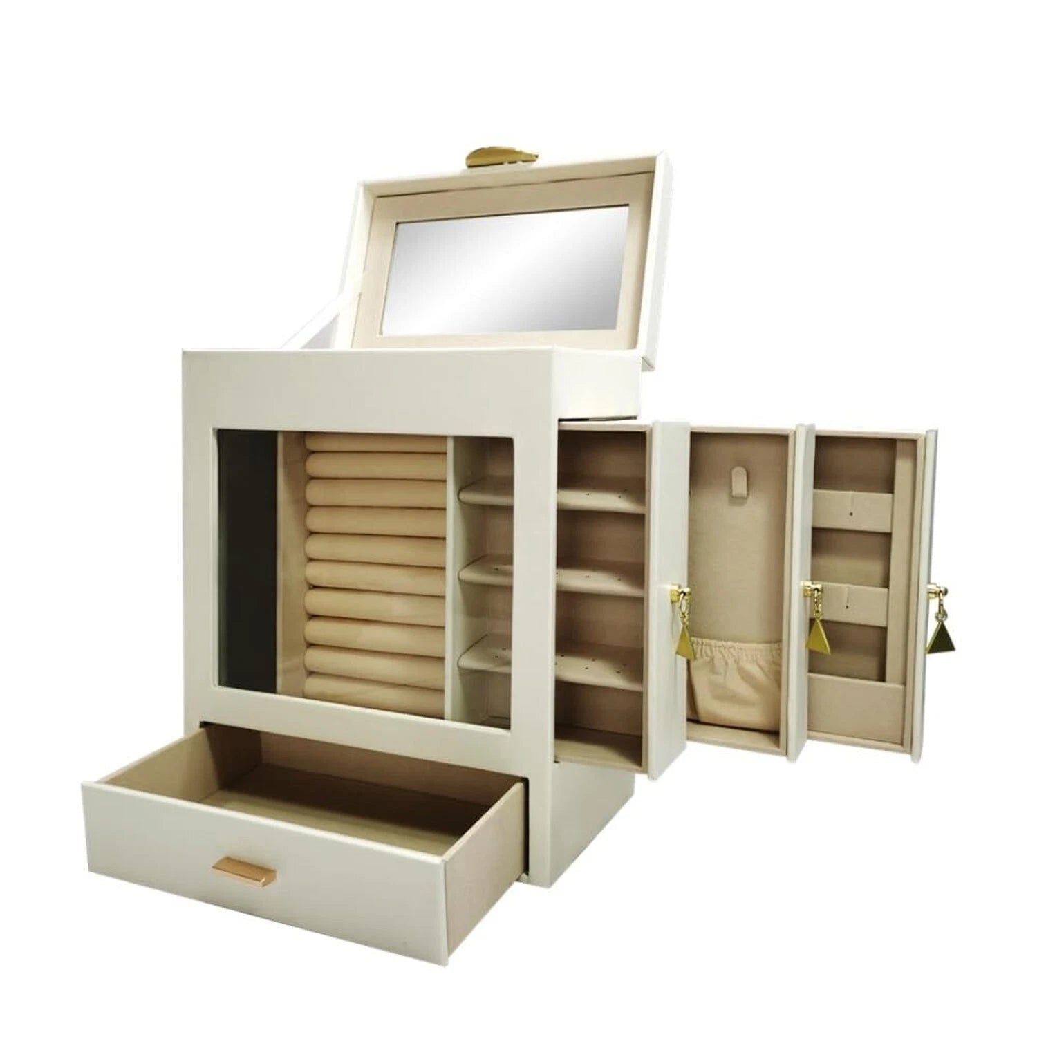 Large Beige Jewelry Box Organizer Perfect for Dresser Jewelry Box Display Cas... | eBay