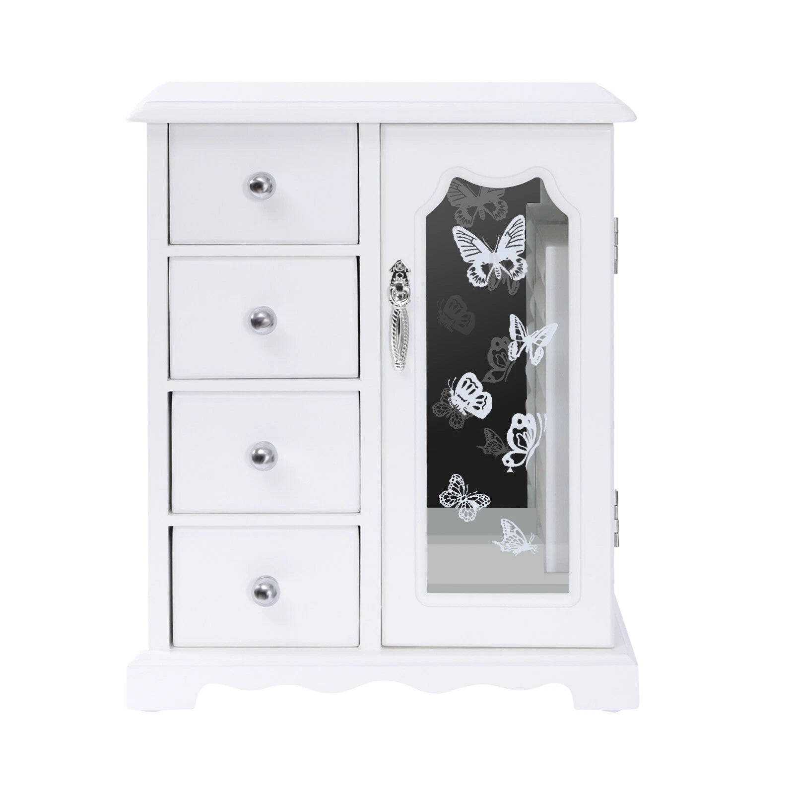 Elegant White Jewelry Box Organizer with 4 Drawers and Butterfly Design | eBay
