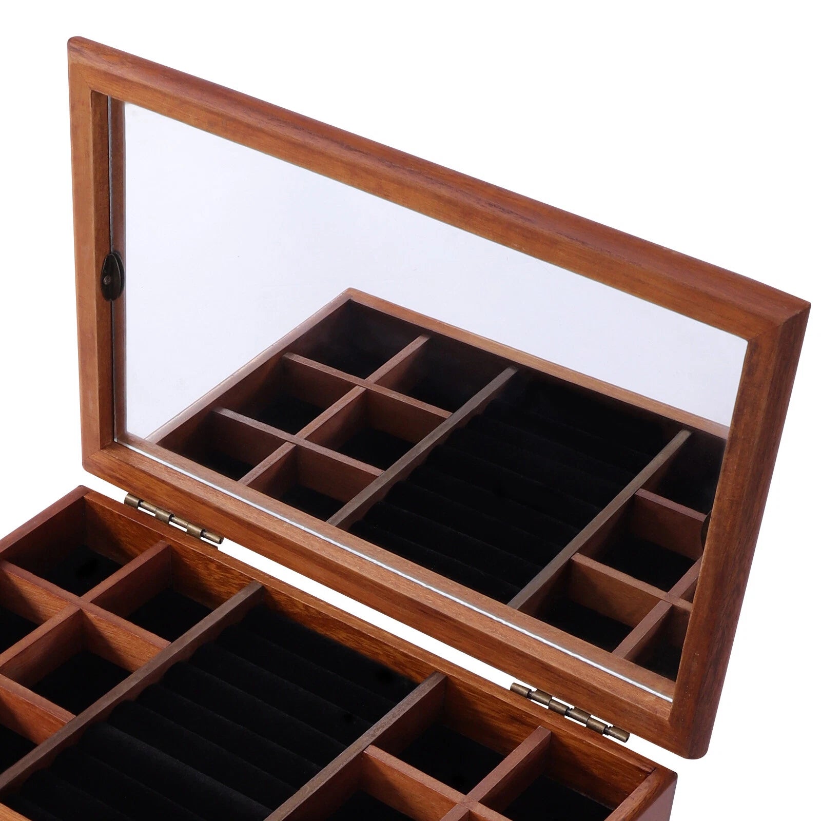 Wooden Jewelry Box Jewelry Storage Ring Earrings Organizer Case with Drawer | eBay