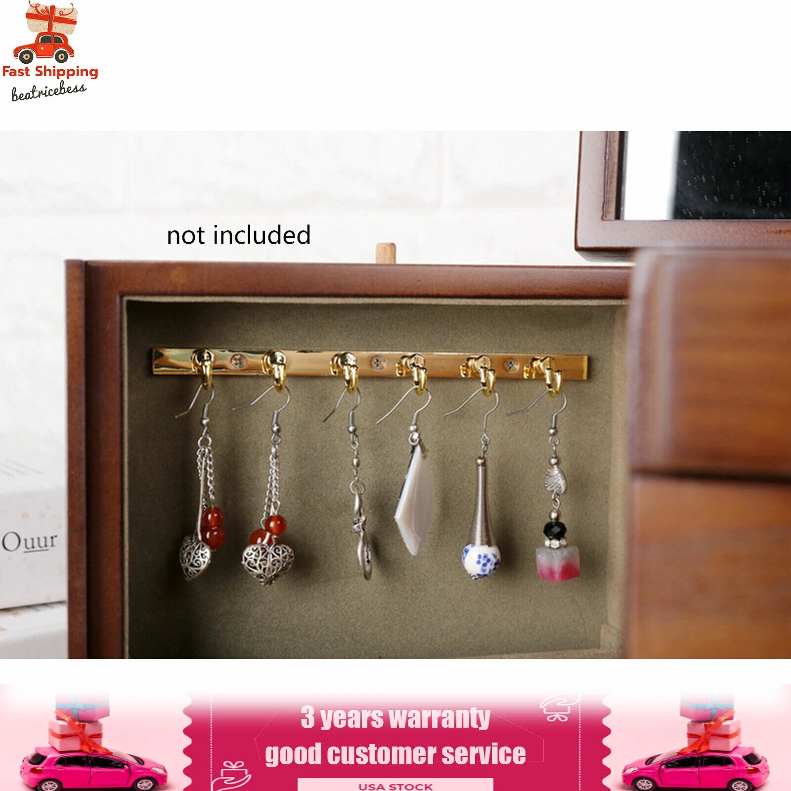 Large Wood Jewelry Storage Box 5 Layers 4 Drawers Jewelry Cabinet Armoir& Lock | eBay