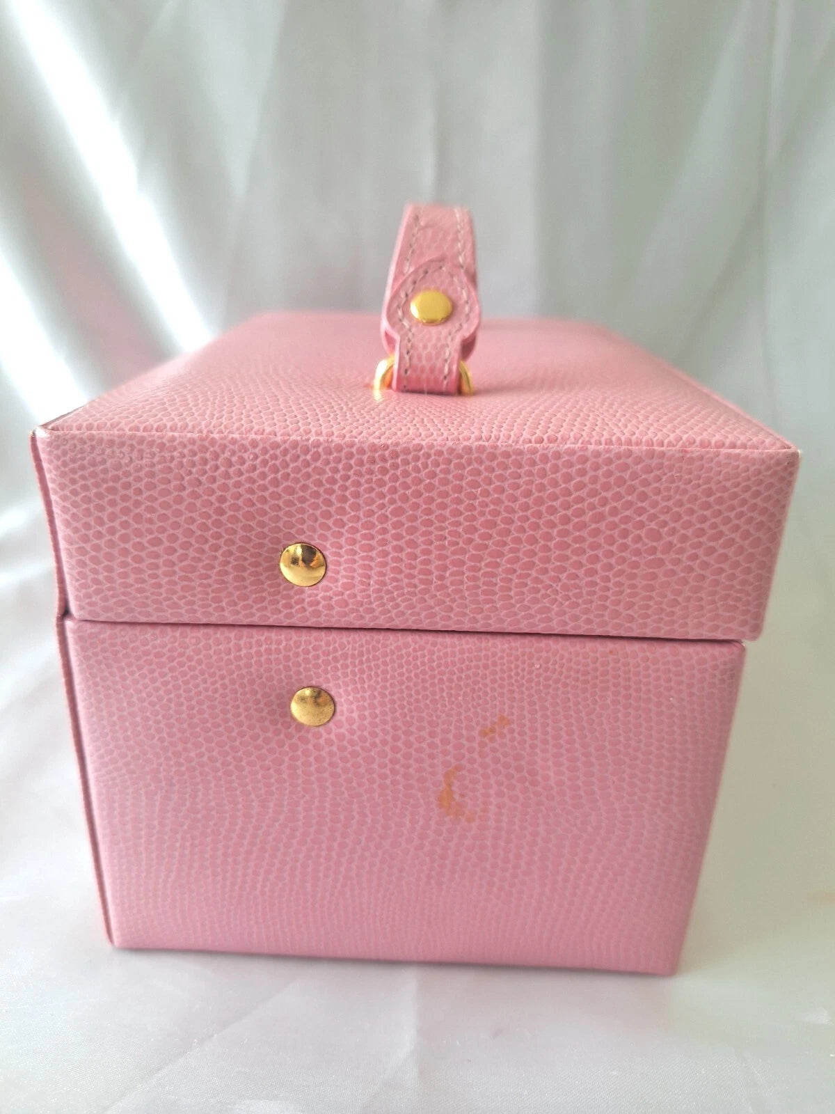 Budd Leather Pink Jewelry Box Vintage Girls Carry Handle Fifties Look Well- Made | eBay