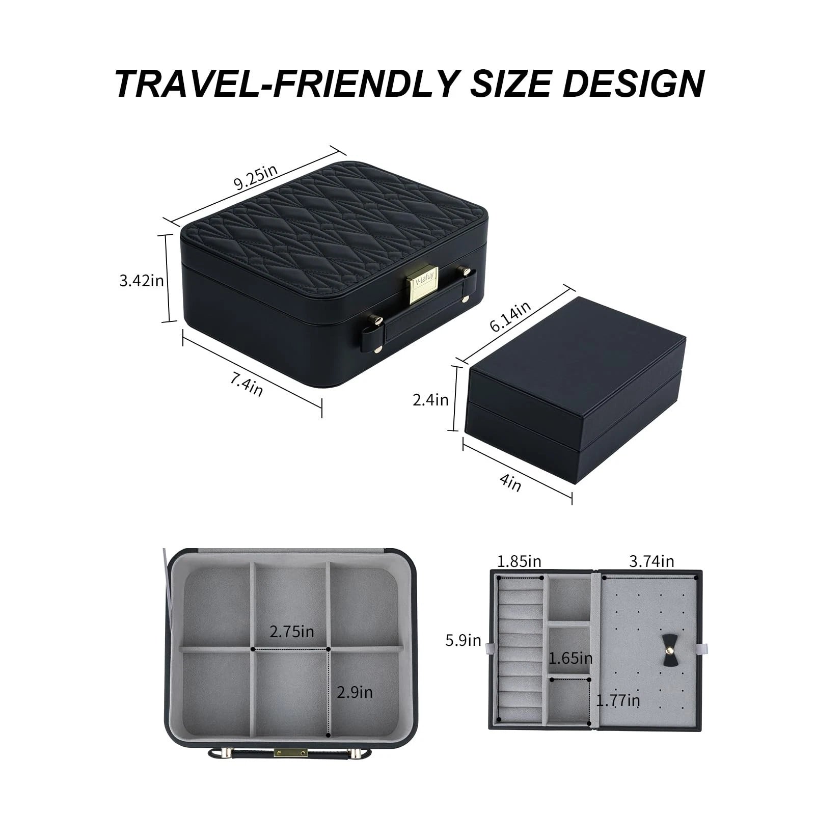 V-LAFUY Jewelry Box for Women Travel Jewelry Organizer Case with Jewelry Tray. | eBay