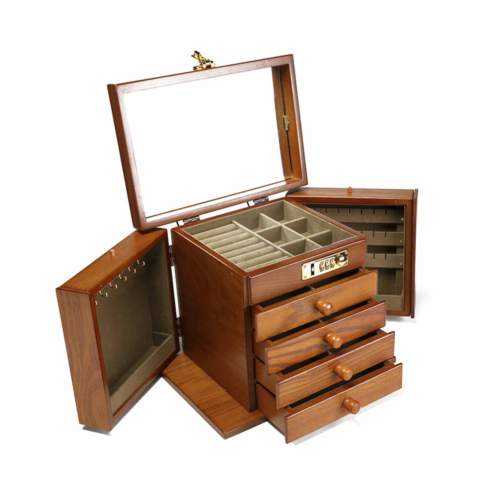 Wooden Jewelry Box Jewelry Storage Box with Combo Lock for Jewelries Necklaces | eBay