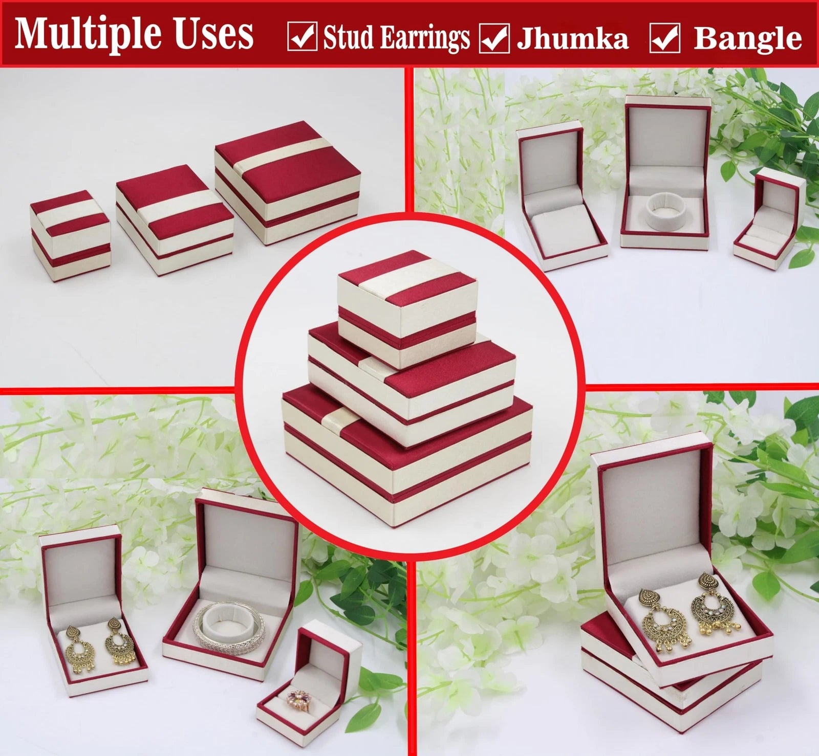 Satin Jewelry Ring Earring and Bangle Box Organizer Case Bracelet Holder Jhum... | eBay