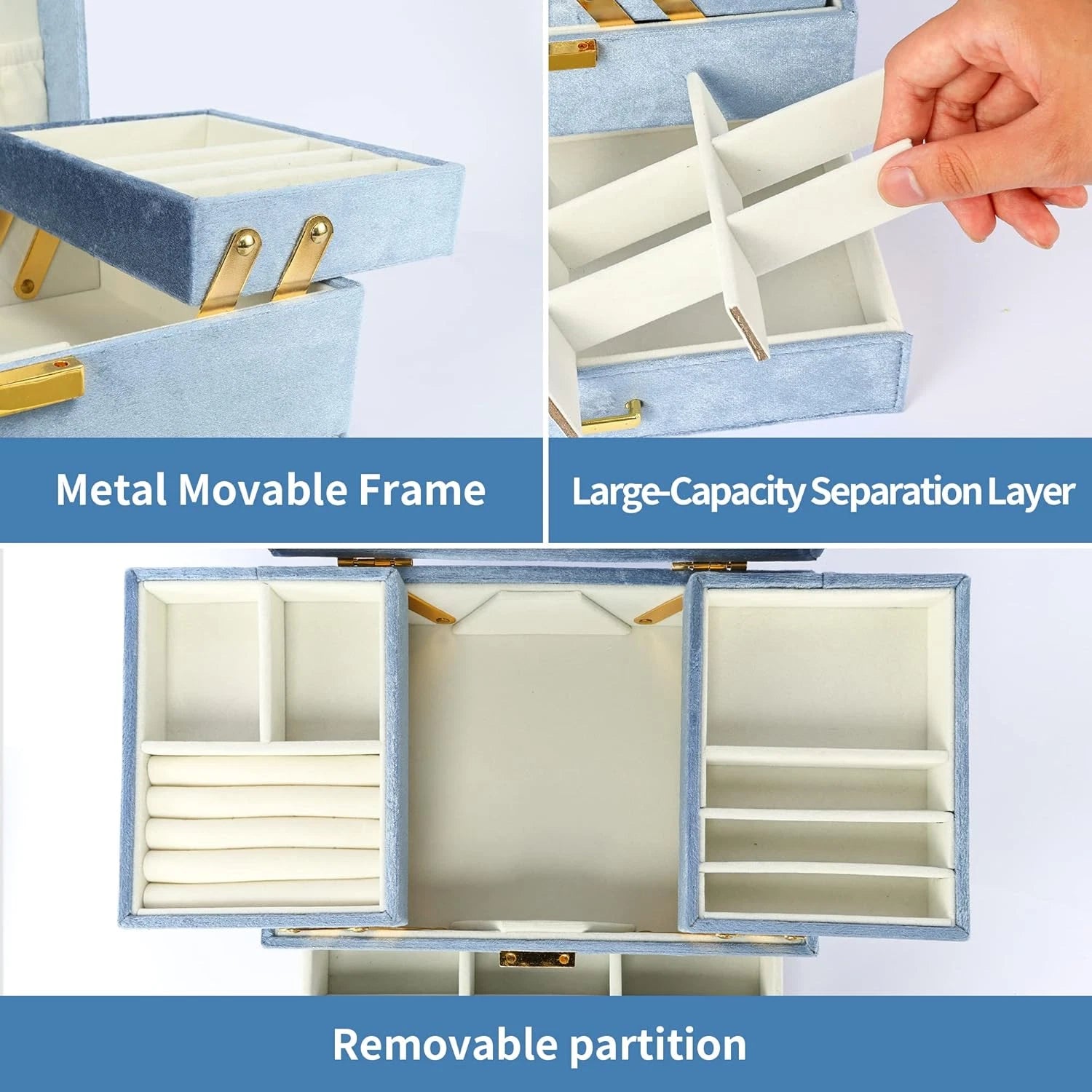 Velvet Jewelry Boxes for Women Girls, Jewelry Organizer Box, Jewelry Storage Org | eBay