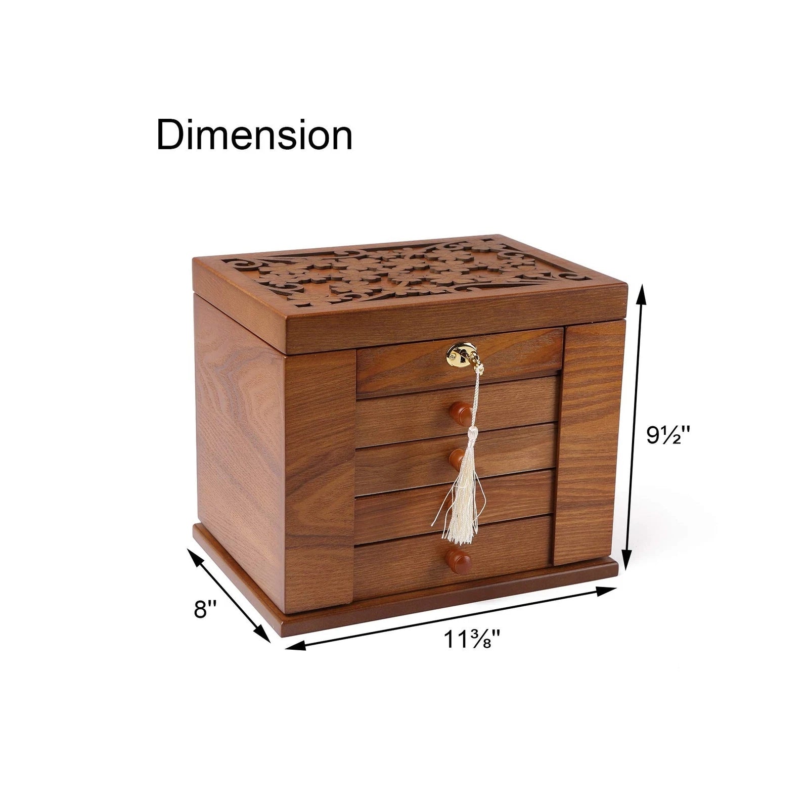 Changsuo Wooden Jewelry Box for Women, Organizer Box of Solild Wood with Lock... | eBay