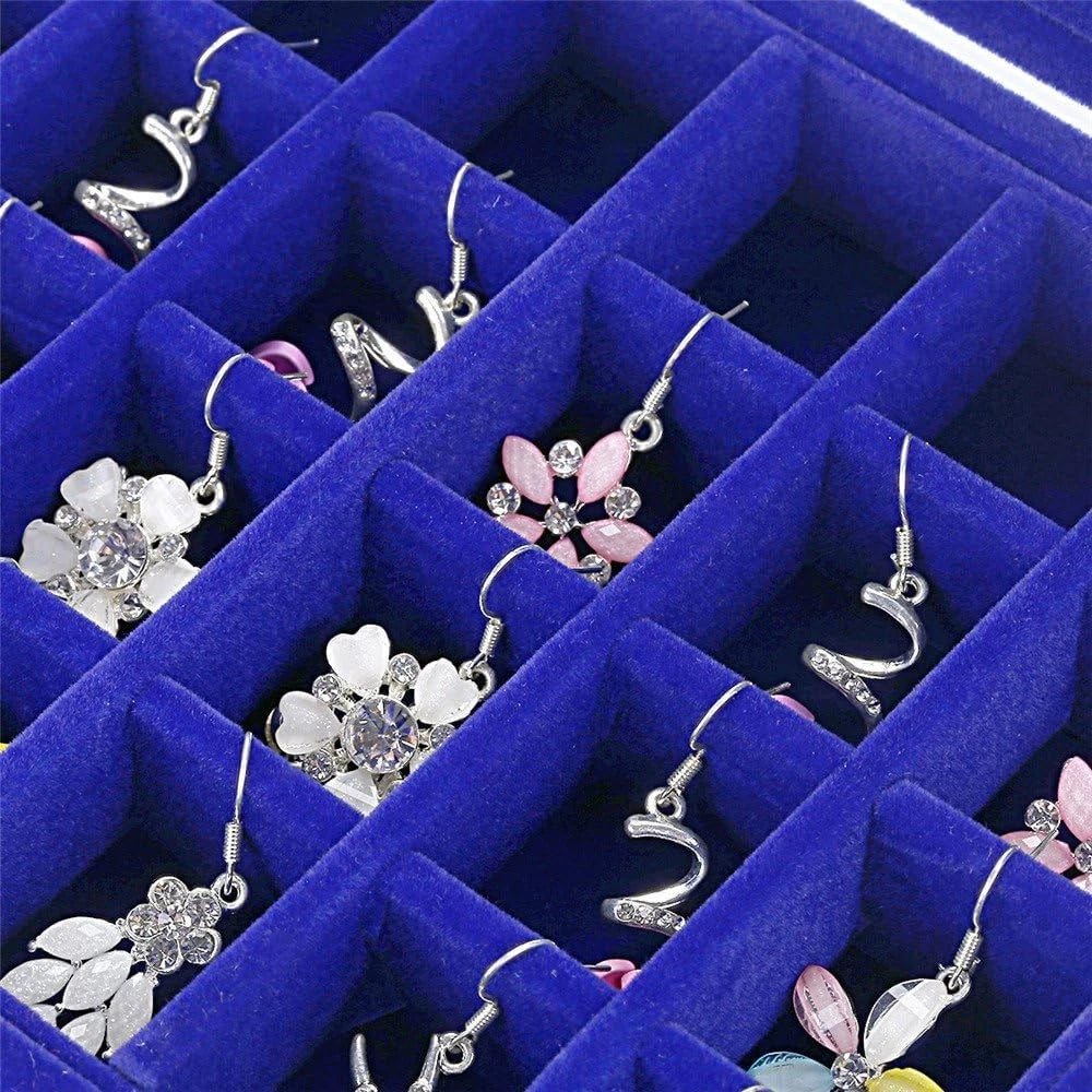 MeJell 24 Slot Velvet Glass Jewelry Box Organizer Ring Earring Tray Display | eBay