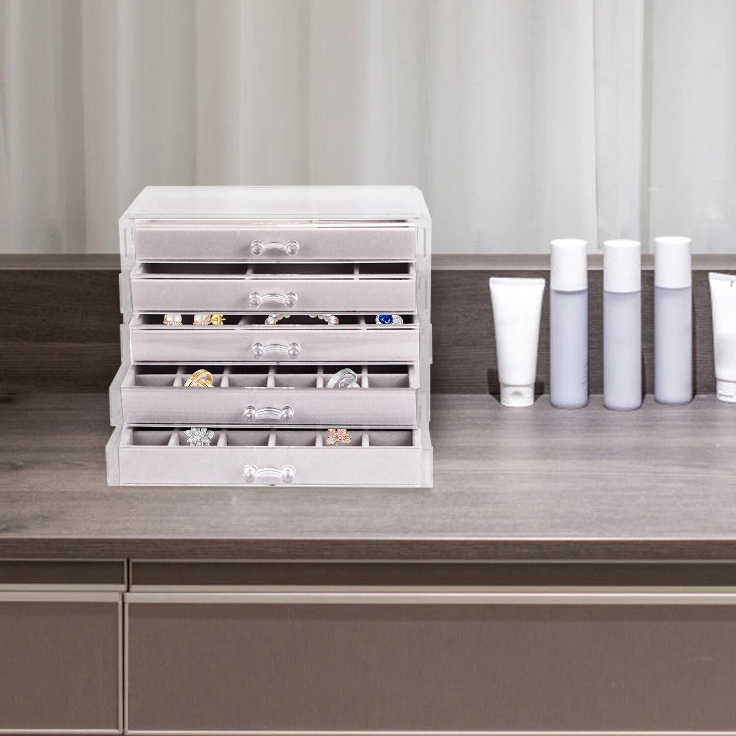 Stackable Jewelry Box Necklaces Jewelry Holder Velvet Holder Storage Organizer | eBay