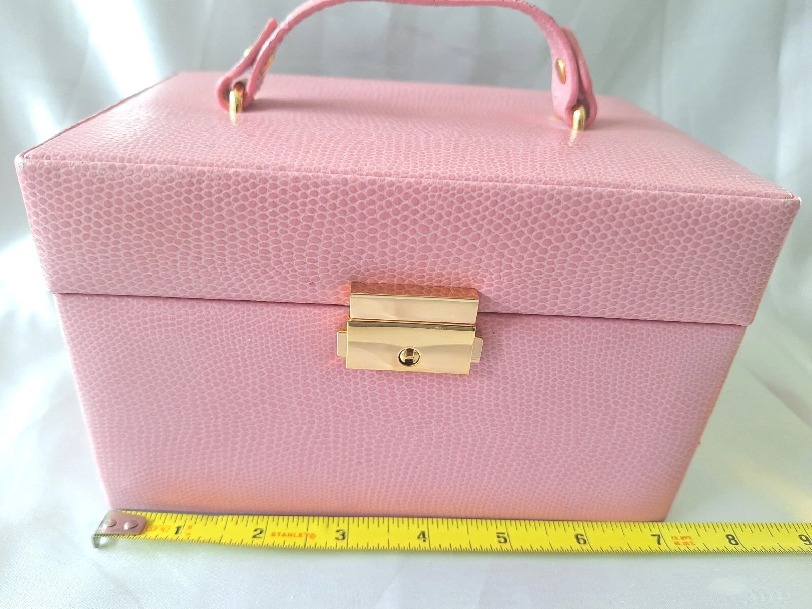 Budd Leather Pink Jewelry Box Vintage Girls Carry Handle Fifties Look Well- Made | eBay