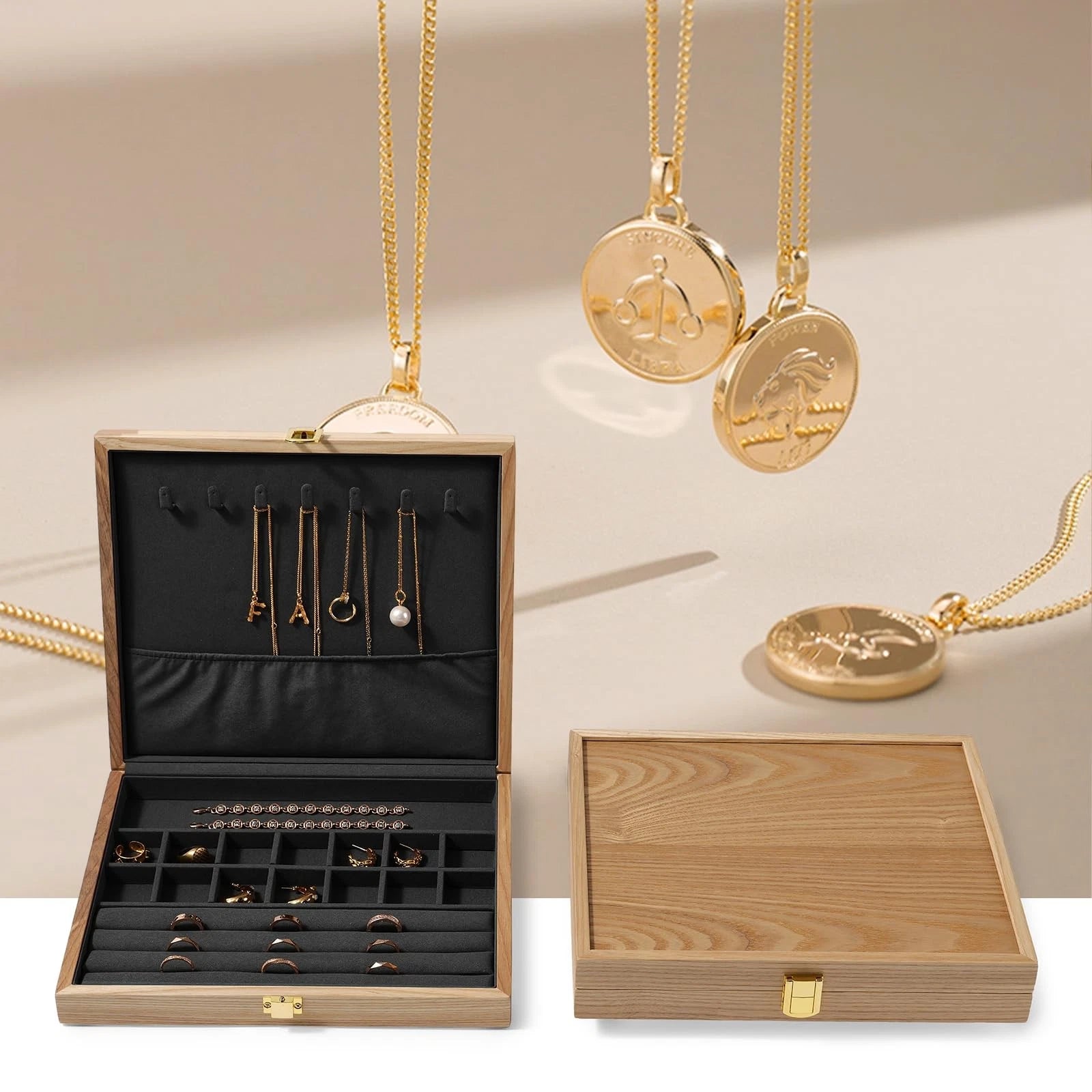 Wooden Jewelry Box Organizer for Women Jewelry Case Wood Bracelet Jewelry Dis... | eBay