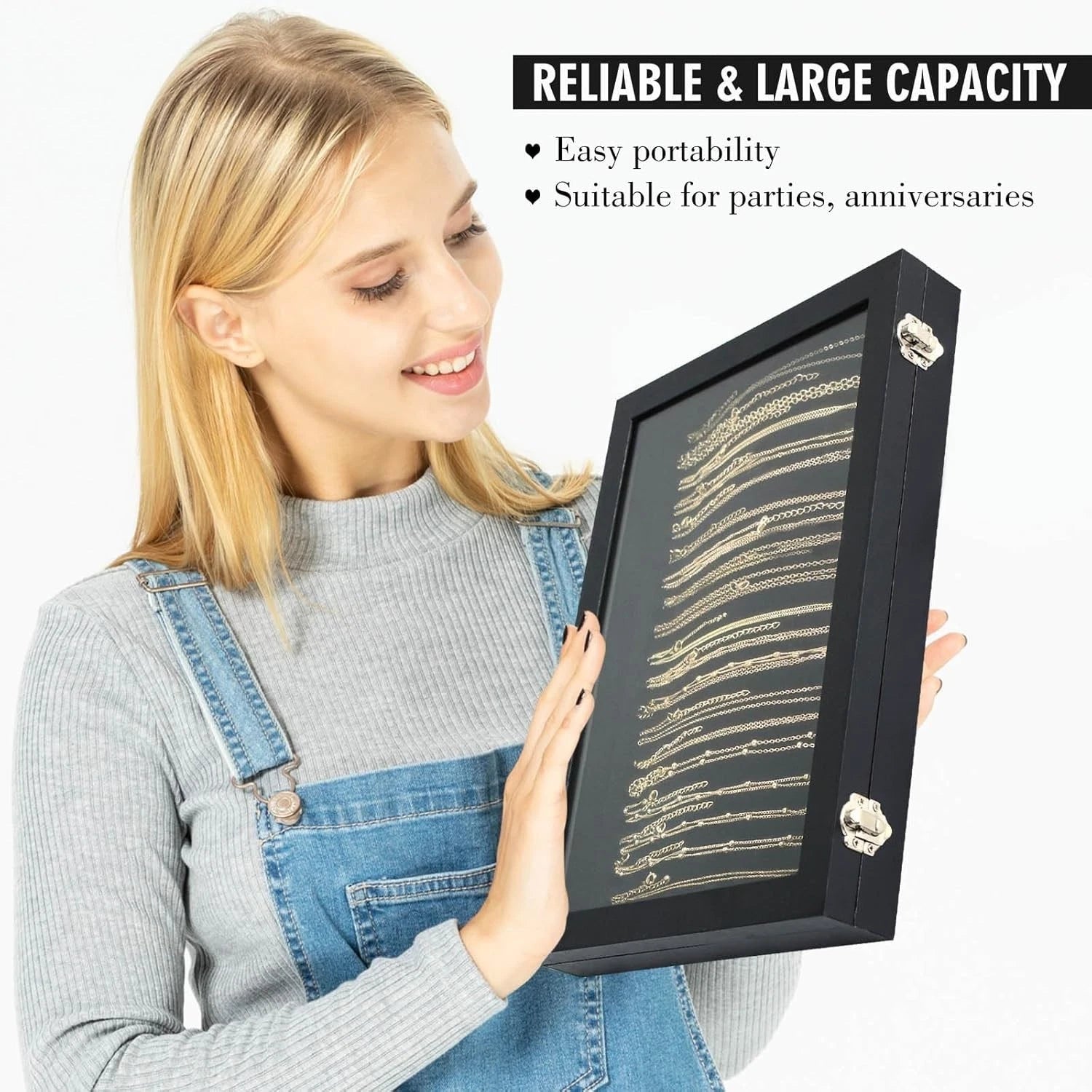 Dustproof Jewelry Display Box with 20 Hooks | Modern Velvet Organizer, Black | eBay