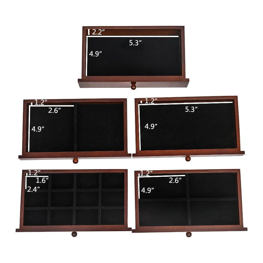 Jewelry Ring Display Organizer Box Tray Earring Storage Case with 5 Drawers | eBay