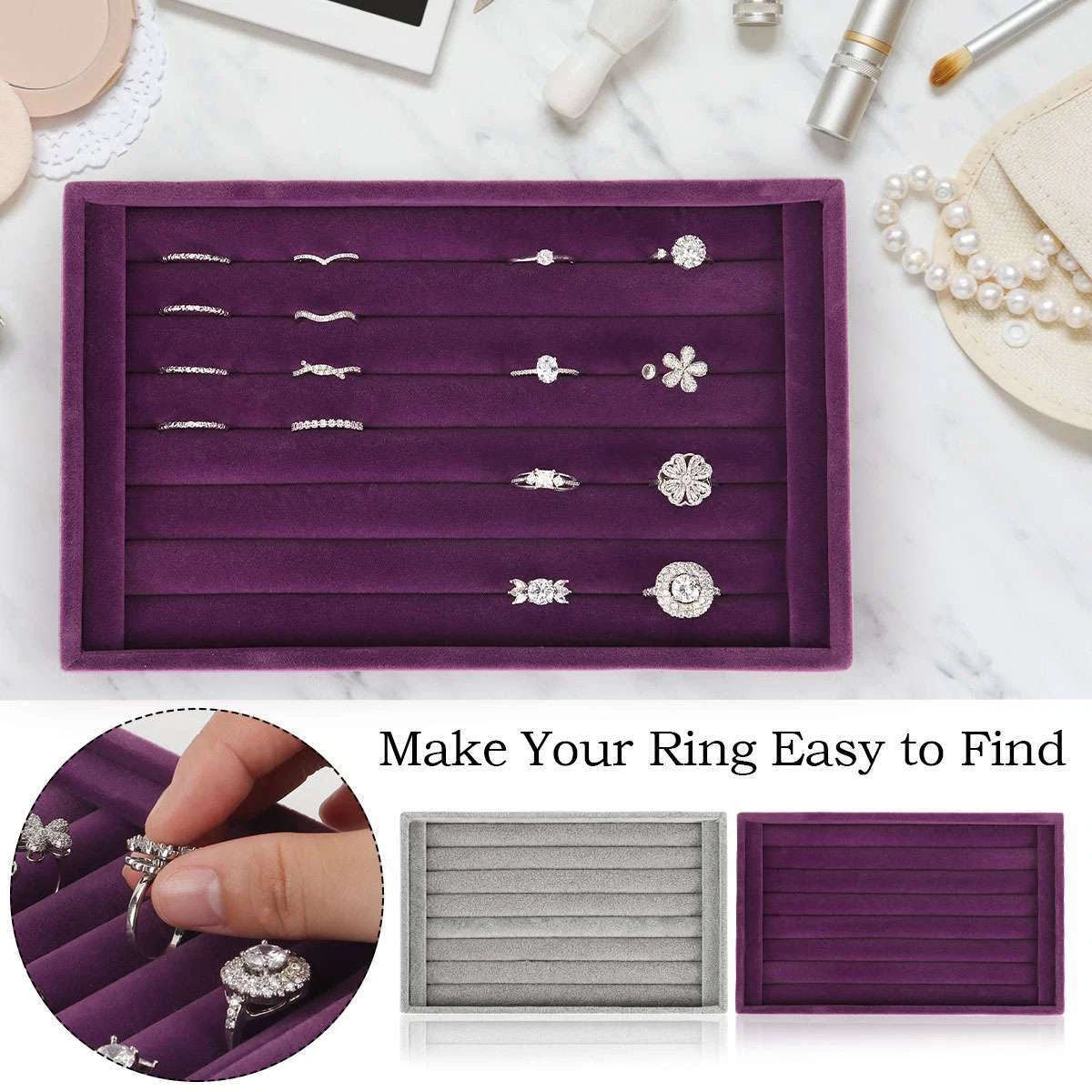 Jewelry Ring Display Organizer Case Holder Earring Storage Tray Velvet show Box | eBay