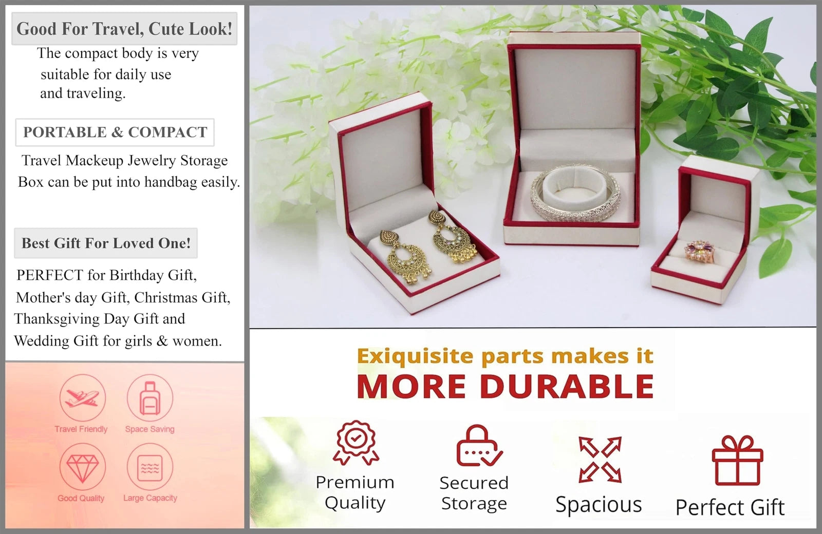 Satin Jewelry Ring Earring and Bangle Box Organizer Case Bracelet Holder Jhum... | eBay