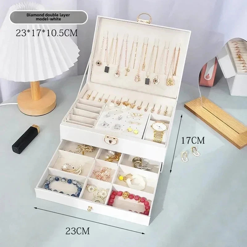 Hot Diamond Shaped Three-layer Lockable Drawer Jewelry Box, Jewelry Storage Box | eBay