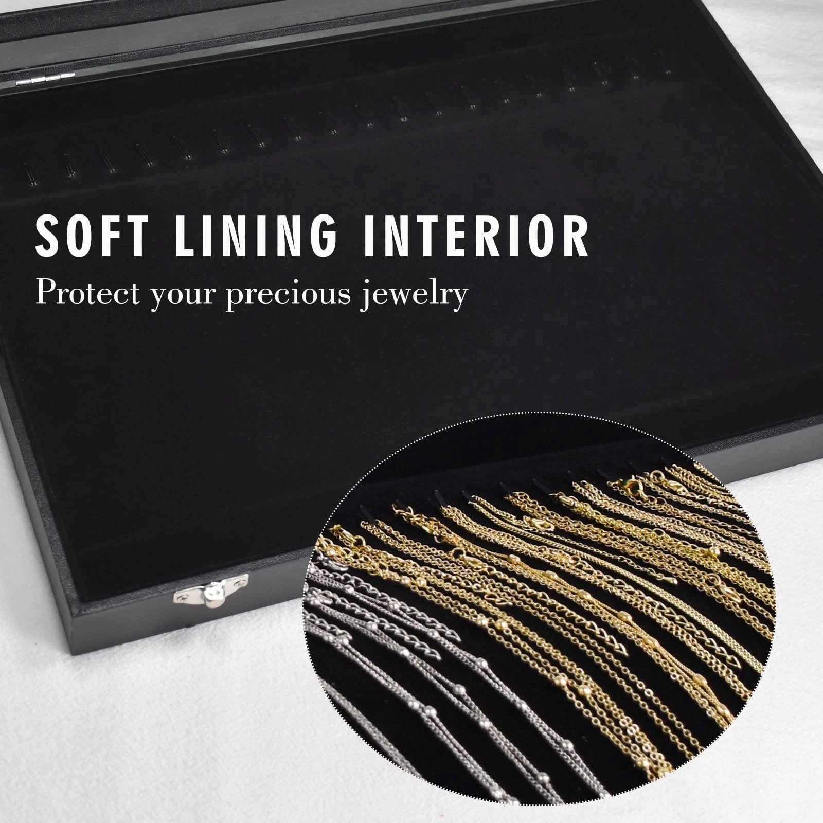 Premium Necklace Organizer Box - 20 Hooks Jewelry Tray with Transparent Lid -... | eBay