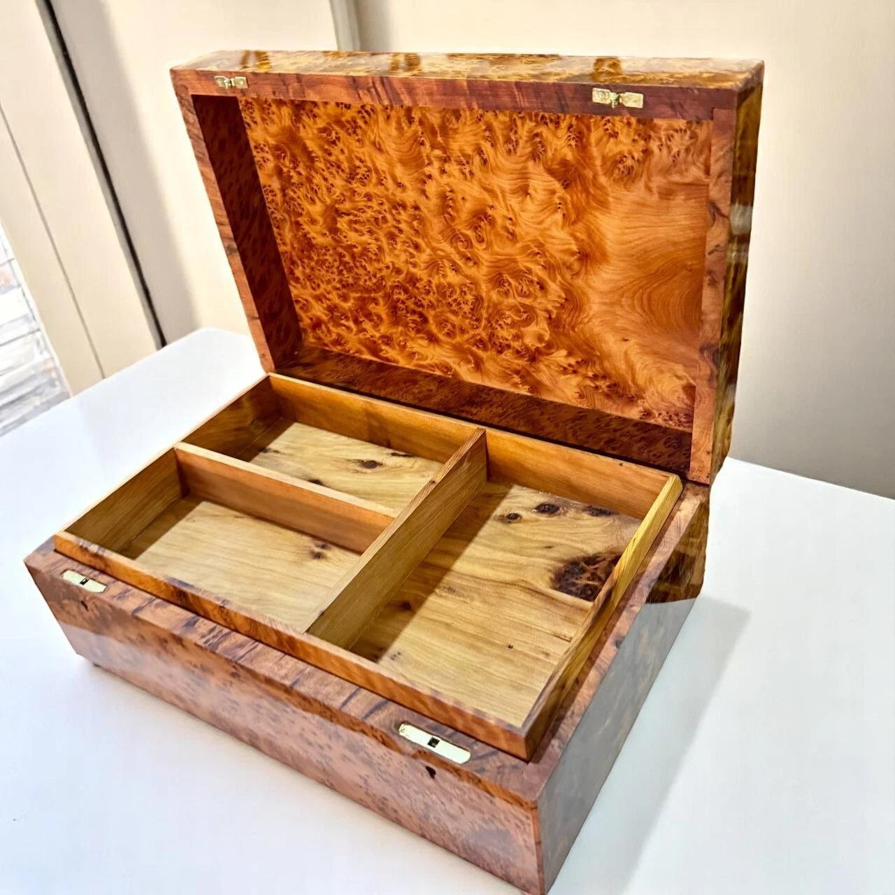 Large Burl Thuya Wood Jewelry Box with Key – Handcrafted Organizer from Morocco | eBay