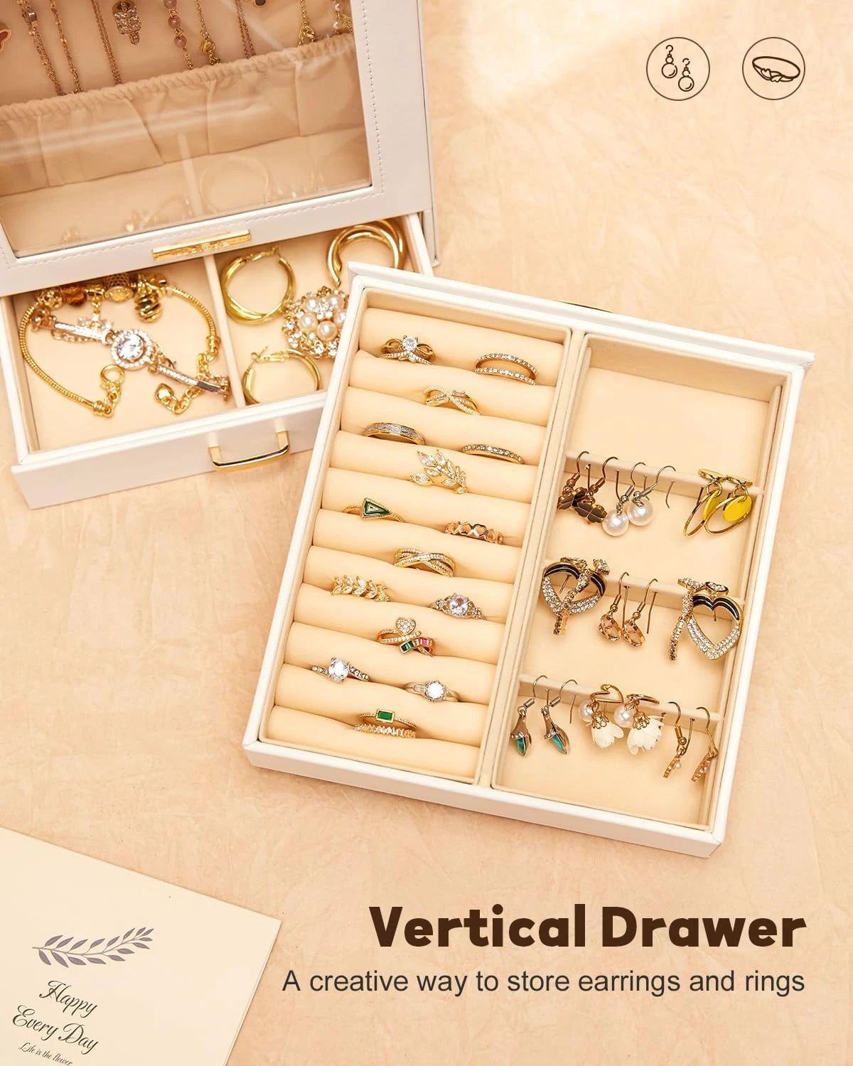 Jewelry Organizer Girls Women Jewelry Box for Necklaces Rings Earrings Gift Brac | eBay