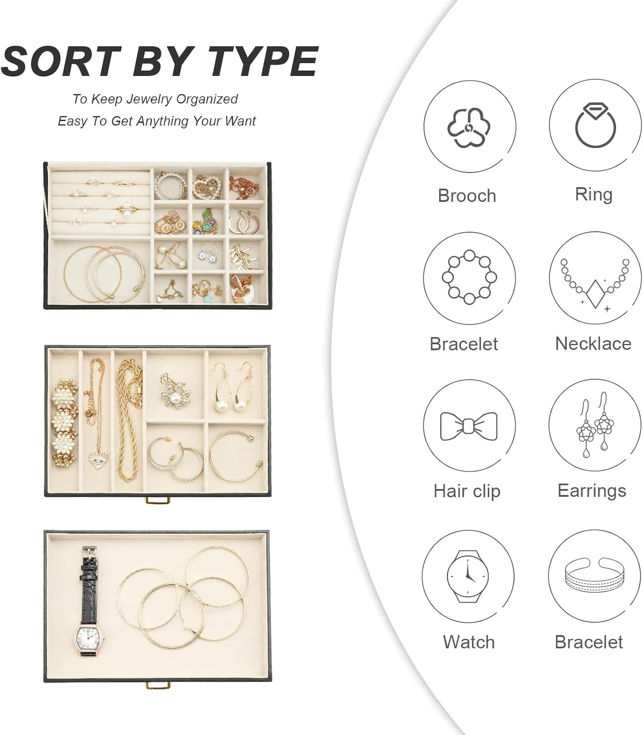 Jewelry Holder Organizer, Leather Jewelry Set Box with 2 Drawers, Jewelry Storag | eBay