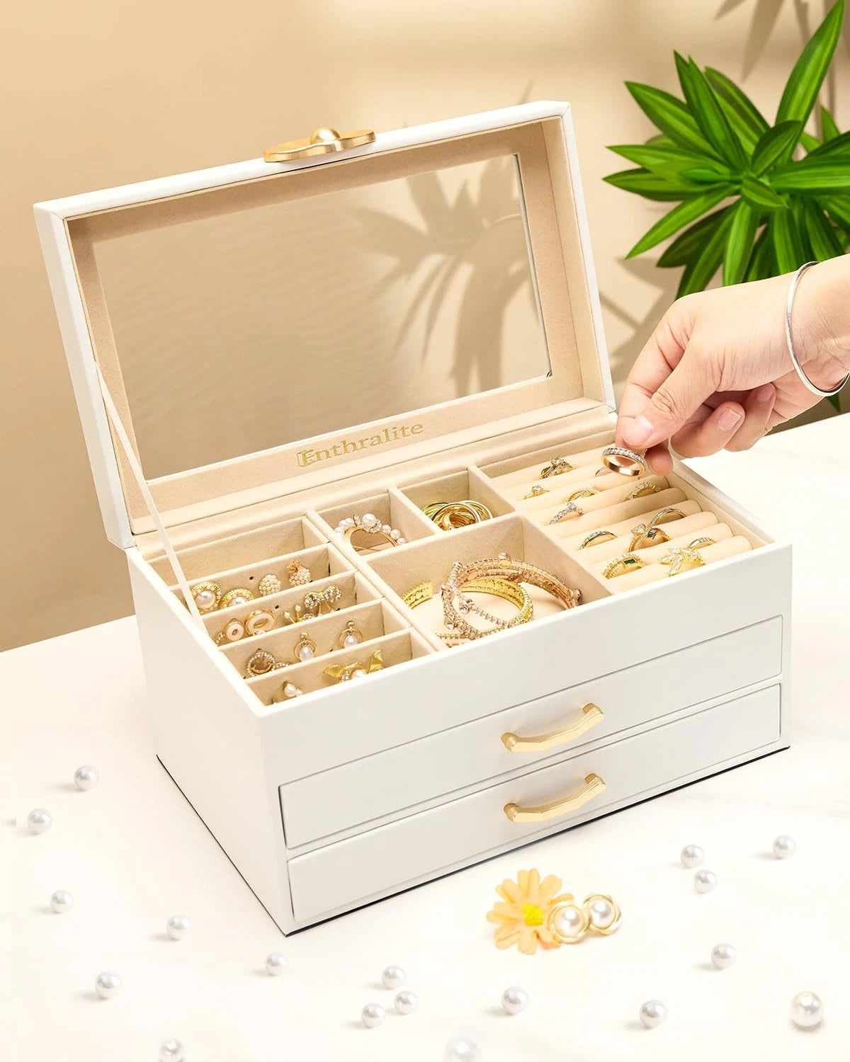 Enthralite Jewelry Box with 2 Drawers Jewelry Display Organizer for Earrings | eBay
