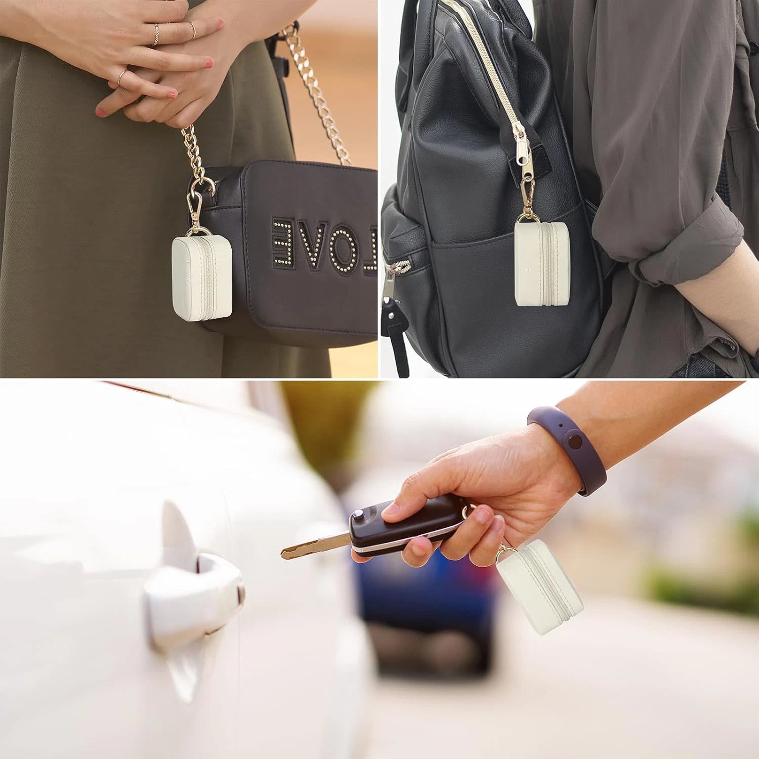 Small Travel Ring Stud Earring Box with Keychain, Mini Wedding Ring Holder Boxes | eBay