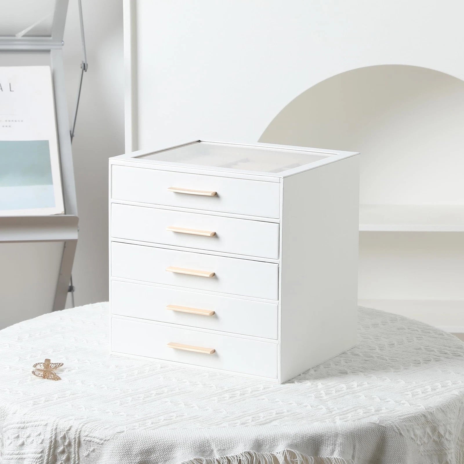 Clear Lid Jewelry Box,5-Layer Jewelry Organizer with Drawer,PU Leather Jewelr... | eBay