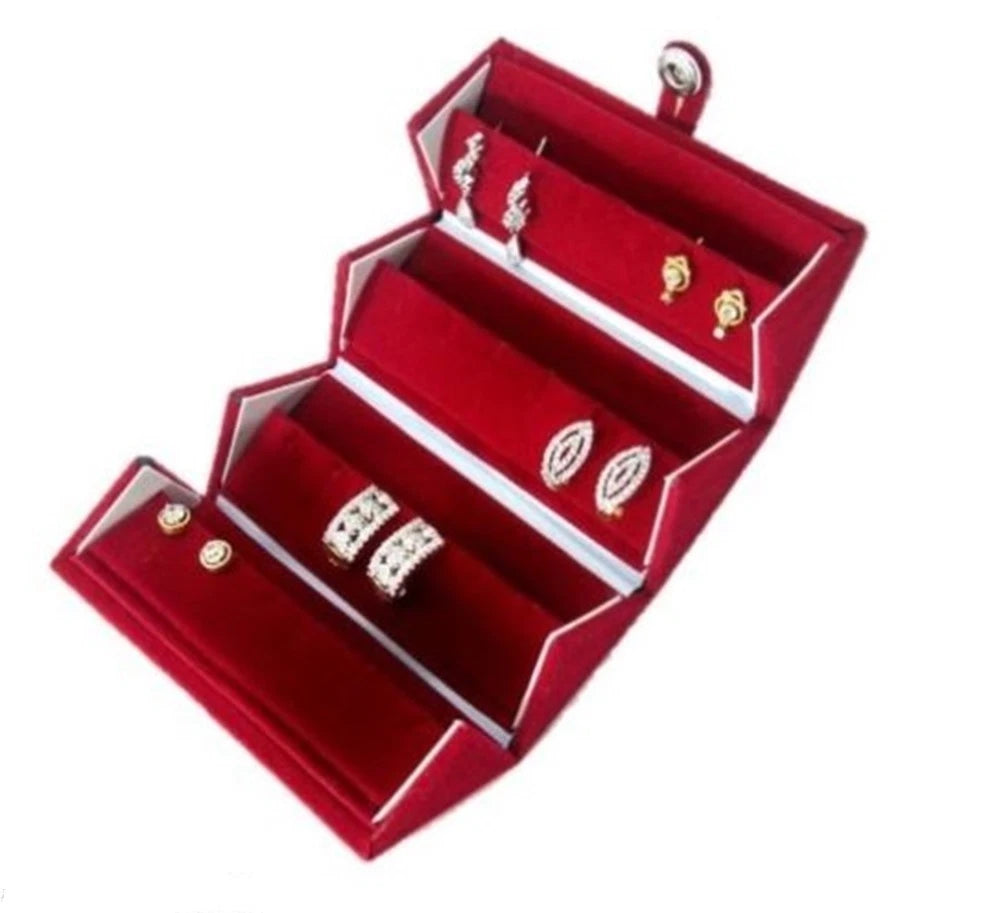 BUNDLE SALE 10 RED RING JEWELRY STORAGE ORGANIZER FOLDER BOX VELVET COATED CASE | eBay
