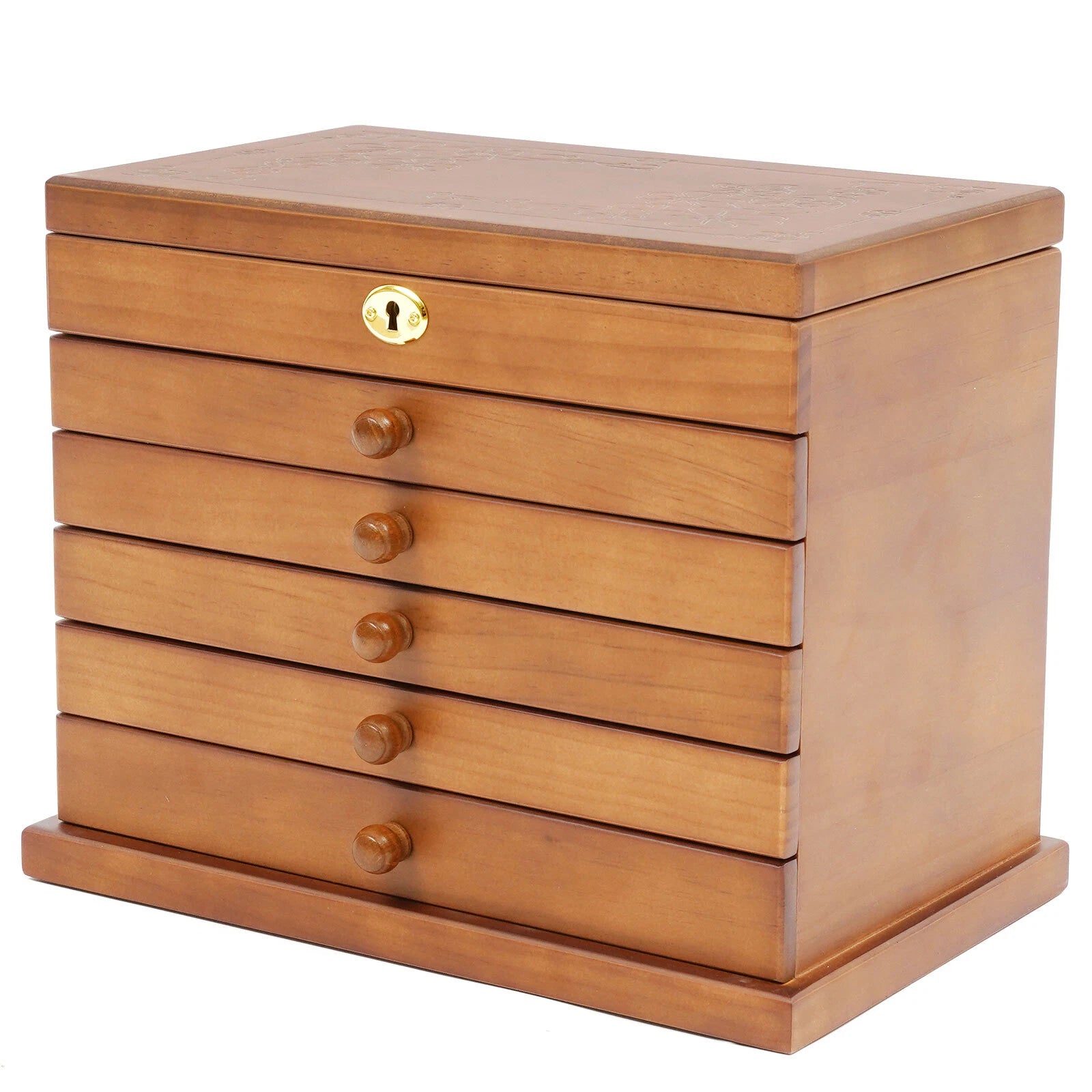 6-Layer Jewelry Box Wood for Wowen Large Organizer Box with Mirror & 5 Drawers | eBay