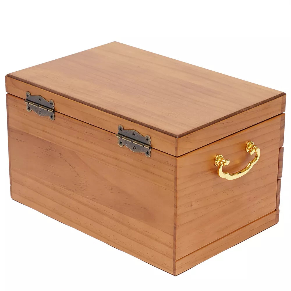 Large Capacity Wooden Jewelry Box 3 Layers + Safe Lock Retro Organizer Case | eBay