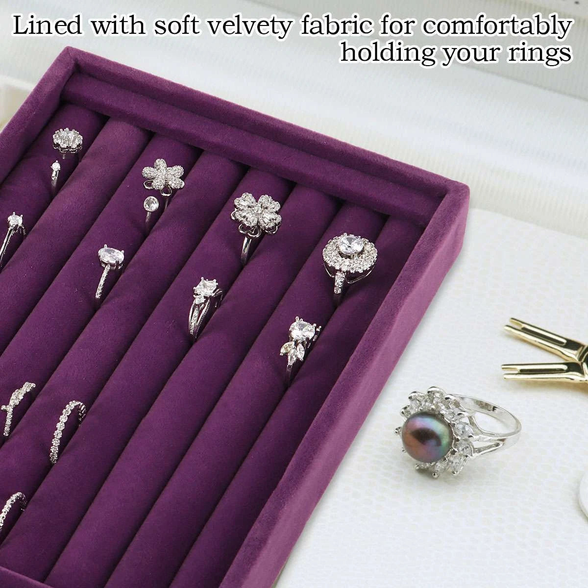 Jewelry Ring Display Organizer Case Holder Earring Storage Tray Velvet show Box | eBay