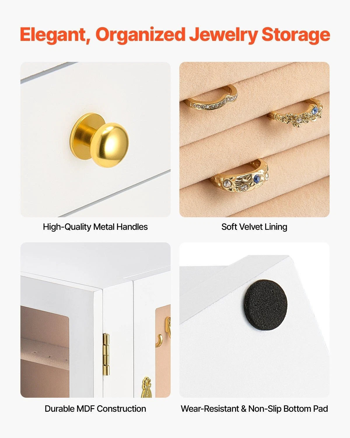 White 5-Drawer Jewelry Box - 360° Rotating Spacious Jewelry Organizer | eBay