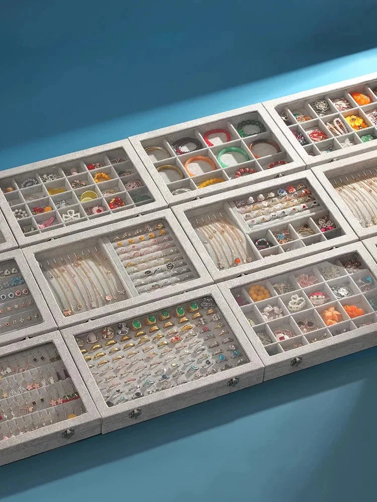 Jewelry Storage Box Large Capacity Rings Earrings Necklace Bracelet Display Case | eBay