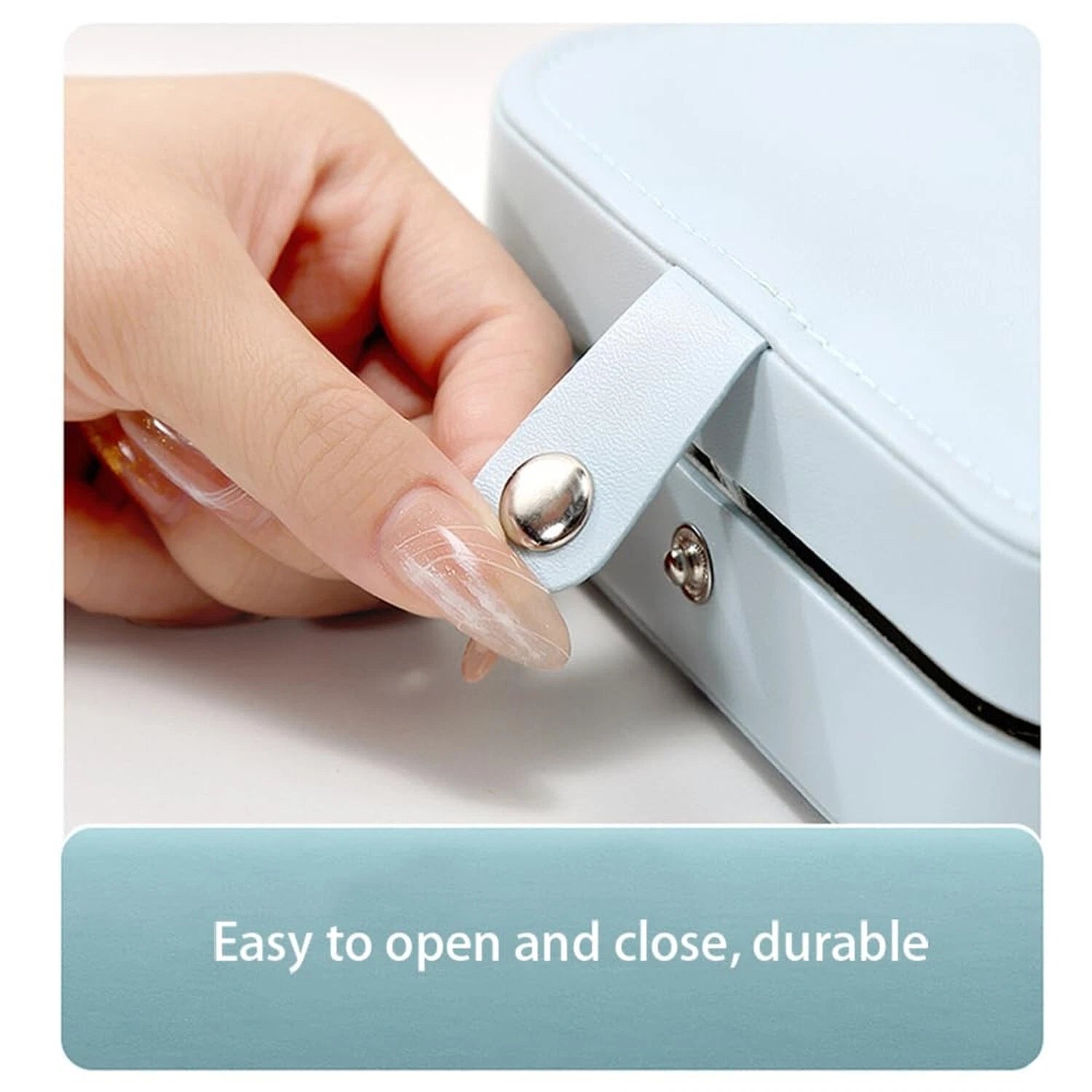 Blue Large Capacity Jewelry Storage Box, Portable Leather Jewelry Organizer f... | eBay