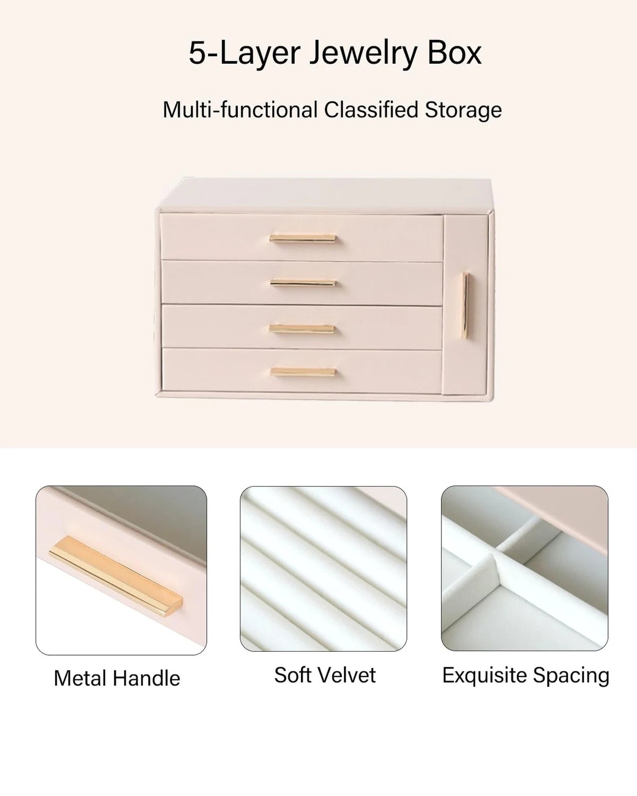 EZDeco 5 Layer Jewelry Box for Women,PU Leather 4-Layer Jewelry Holder Organi... | eBay