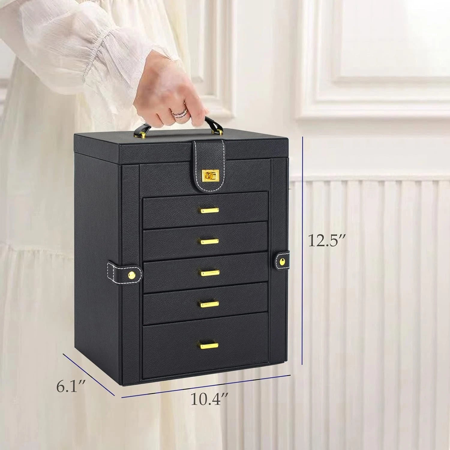 Large Jewelry Box Organizer Functional Lockable with Big Mirror, Leather Jewelry | eBay