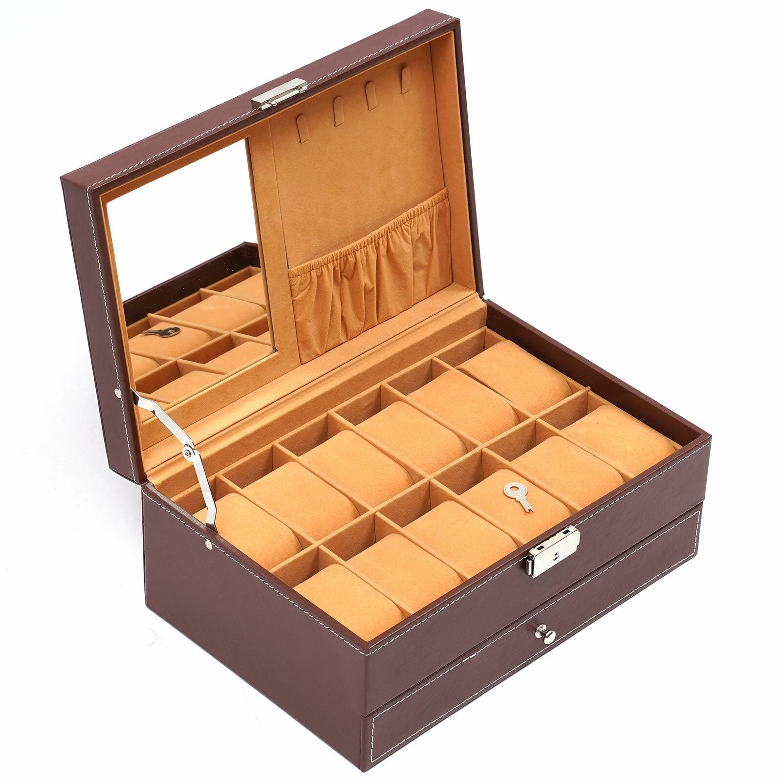 Mens Watch Box Case Organizer 12 Slots Watches Holder Jewelry Storage Display US | eBay