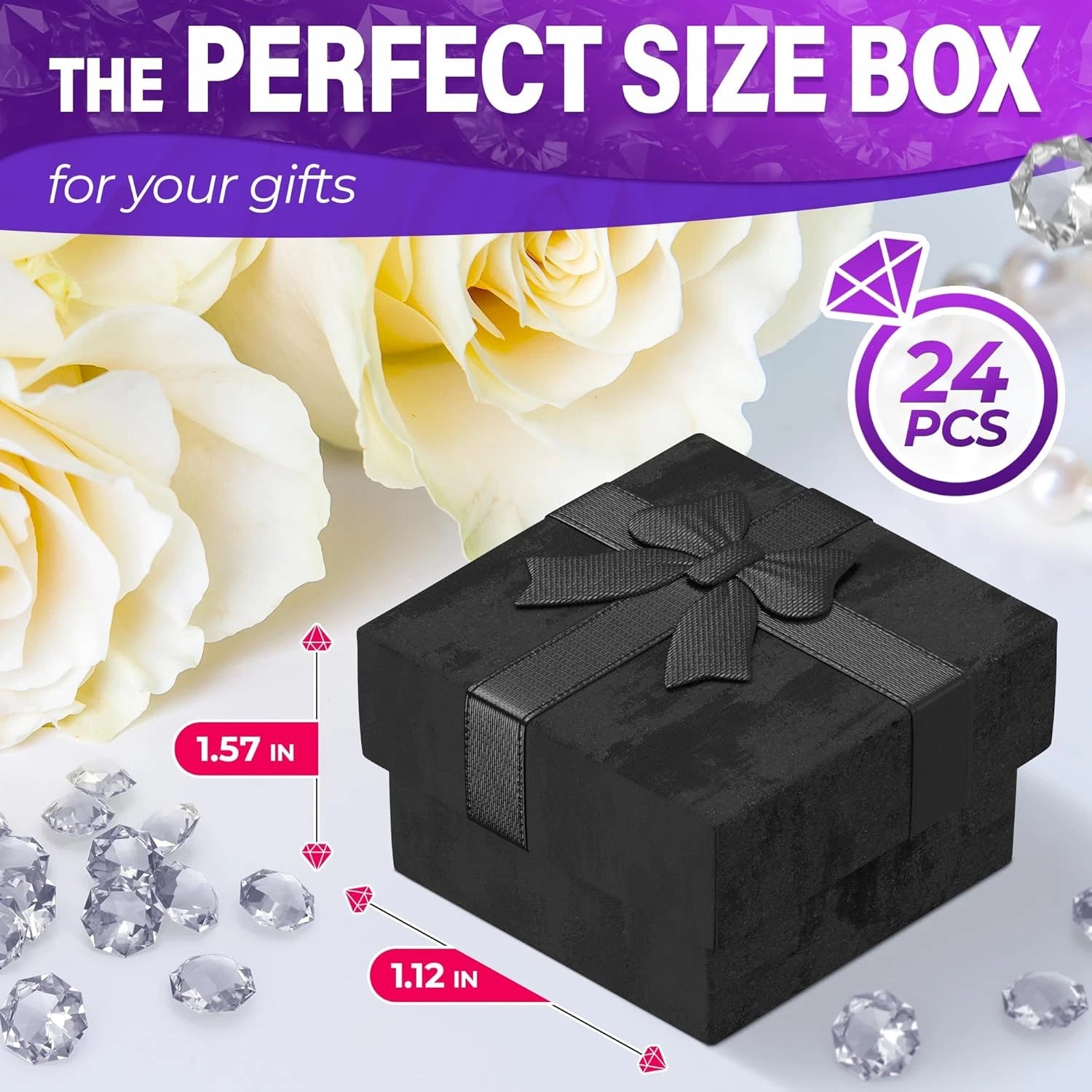 24Pcs Black Ring Boxes Bulk - Ring Jewelry Box Engagement Ring Holder Small Jewe | eBay