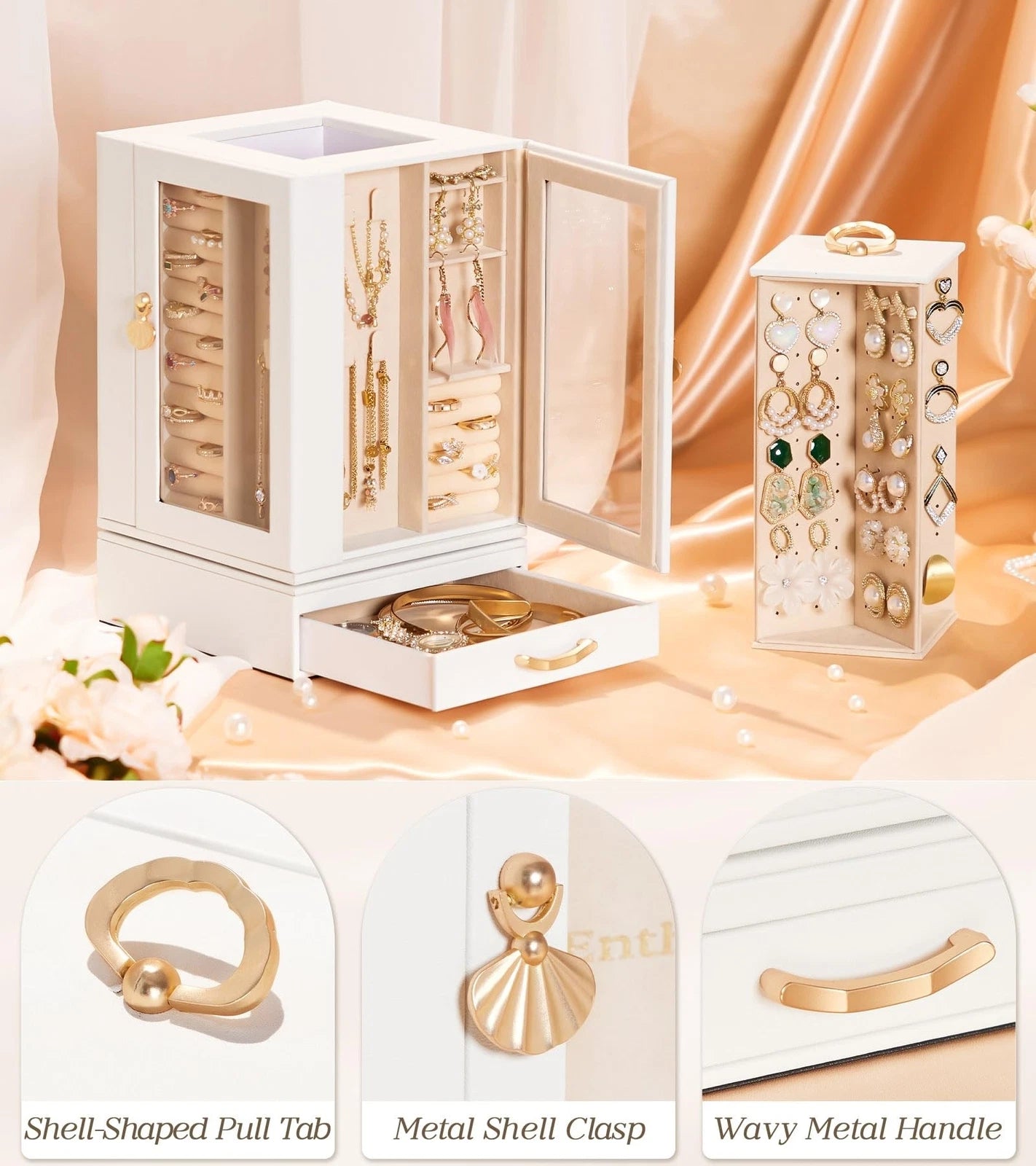 Jewelry Box large for Dresser: Women Necklace Ring Storage Organizer with Com... | eBay