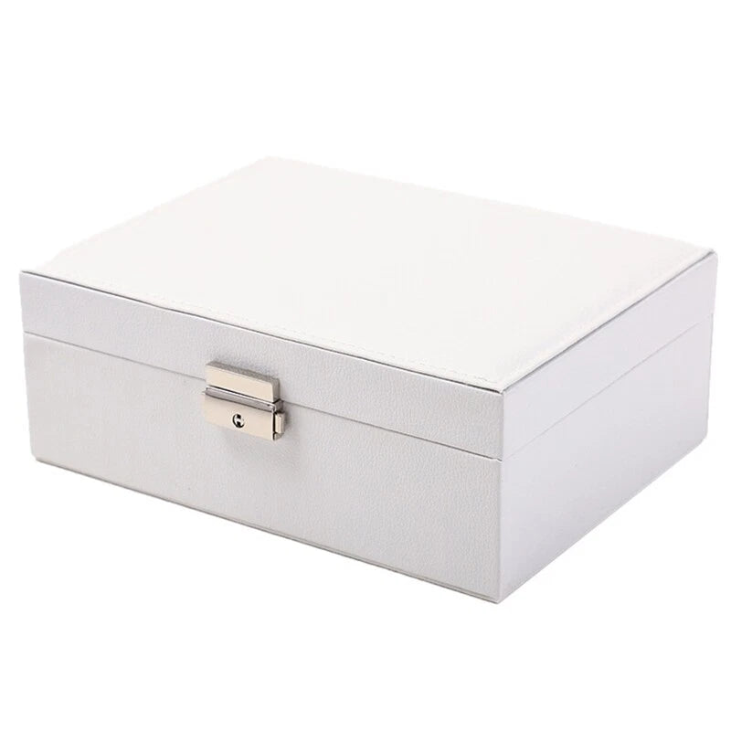 Large Capacity Jewelry Storage Box with Lid Leather Necklace Ring Earrings | eBay