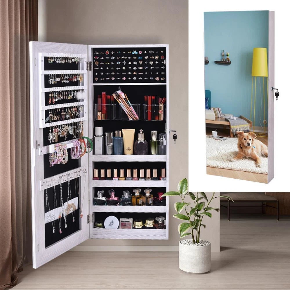 Wall or Door Mount Storage Cabinet with Full-Length Frameless Lockable Storage | eBay