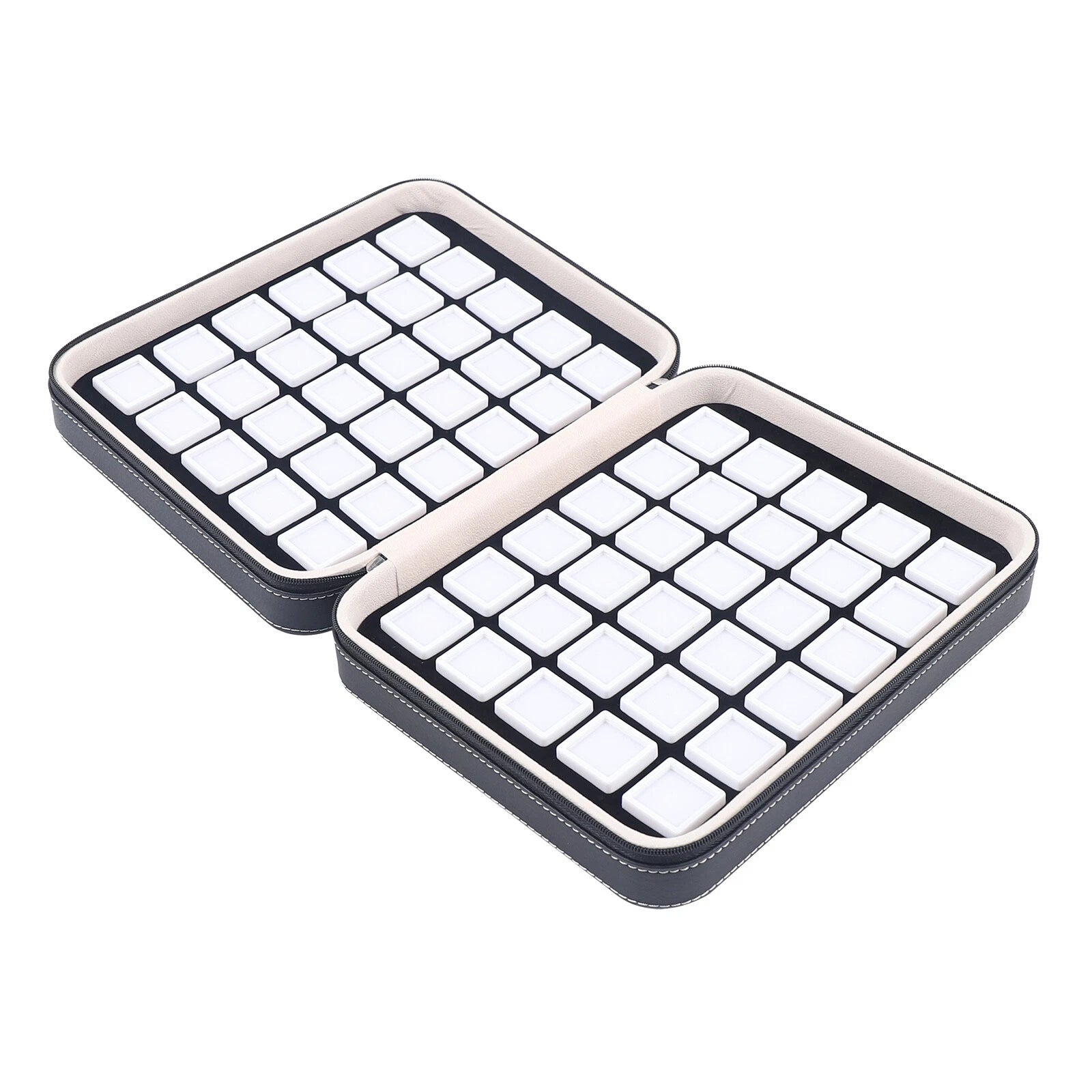 Gem Diamond Gemstone Display Collection 60 Grids Storage Box Holder Leather Box | eBay