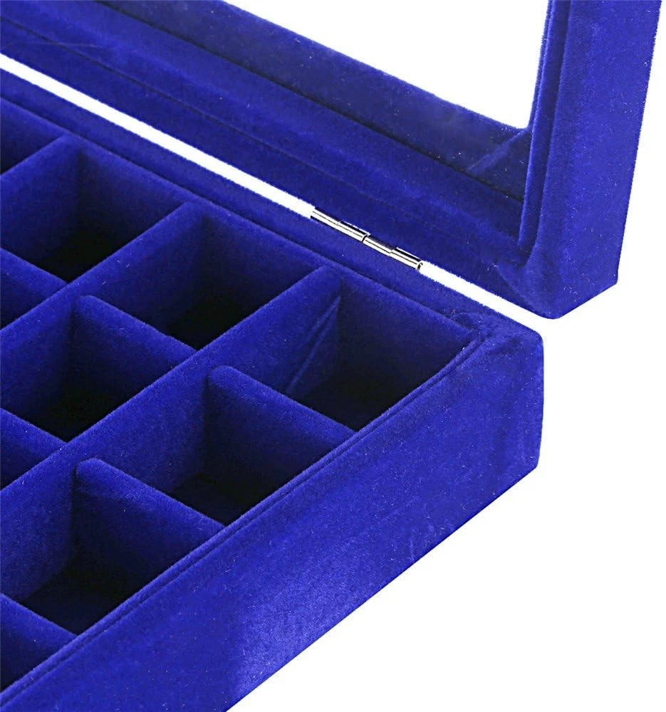 MeJell 24 Slot Velvet Glass Jewelry Box Organizer Ring Earring Tray Display | eBay