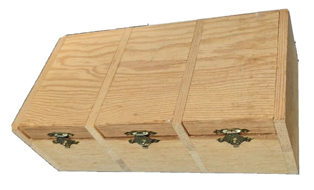 Natural wood finish 3 compartment with lids hinged latching jewelry box 9 3/8 in | eBay