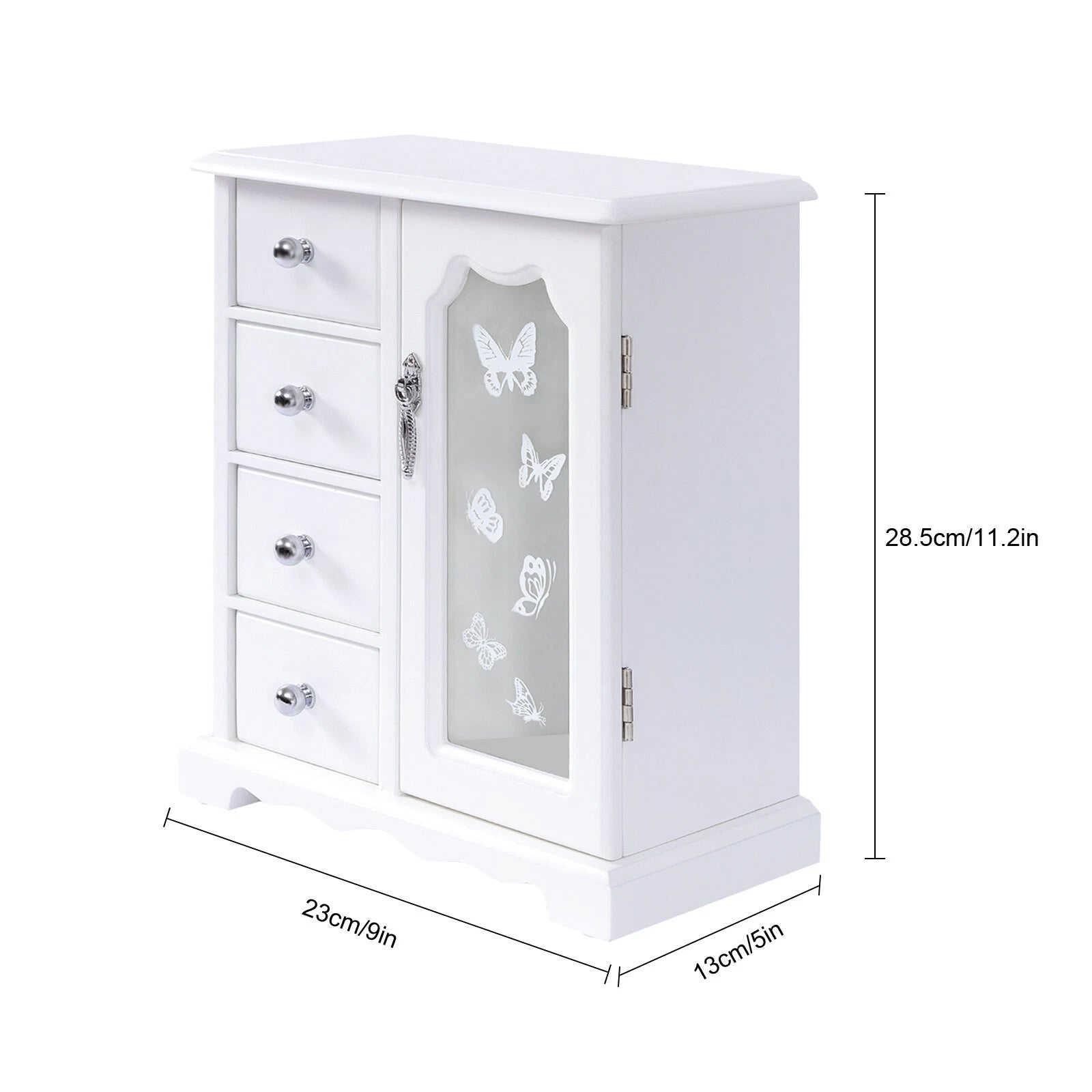 Jewelry Box for Women, White Jewelry Organizer Box with Mirror & 4 Drawers | eBay