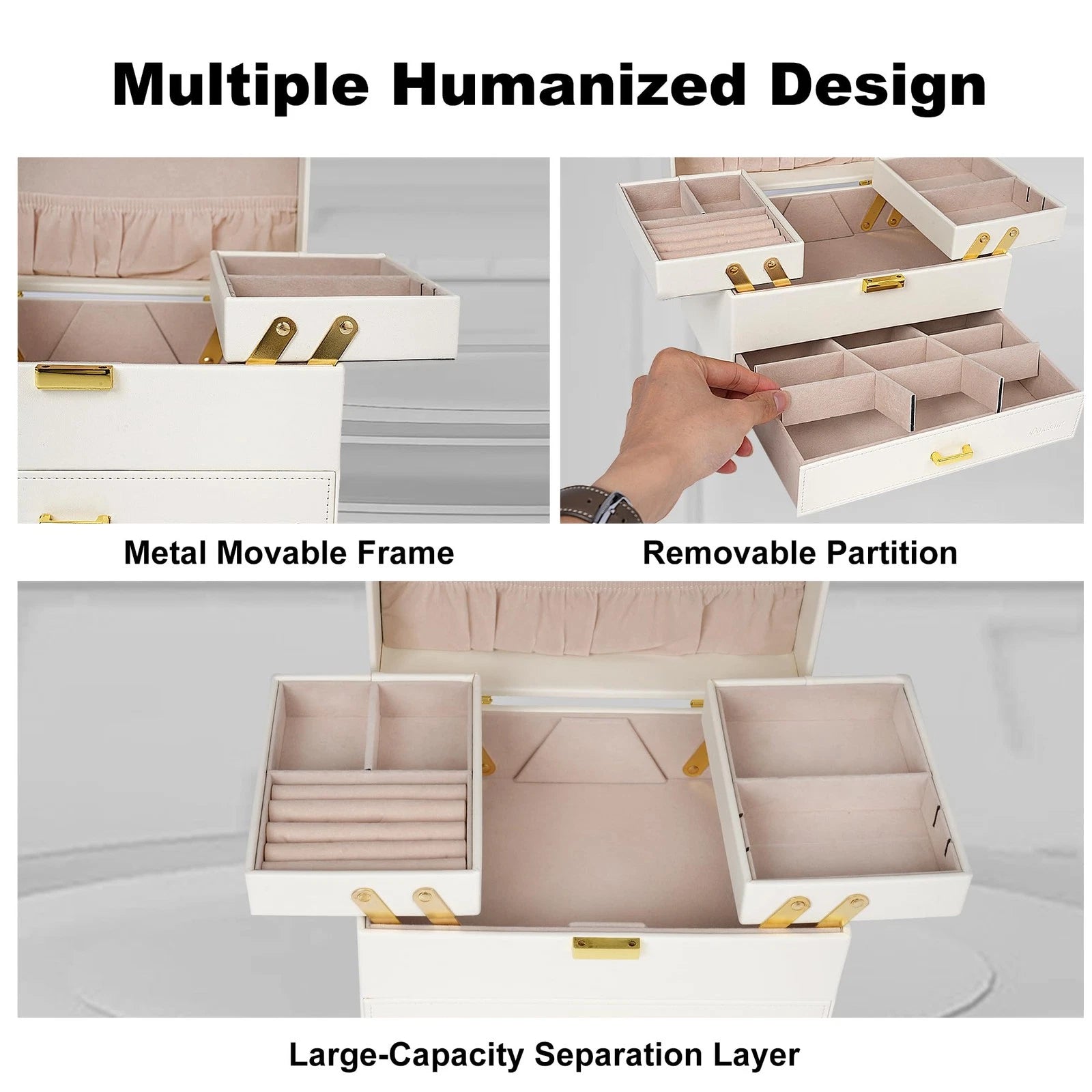 Jewelry Box for Women, 3 Layers Large Jewelry Organizer Box, Jewelry Storage ... | eBay