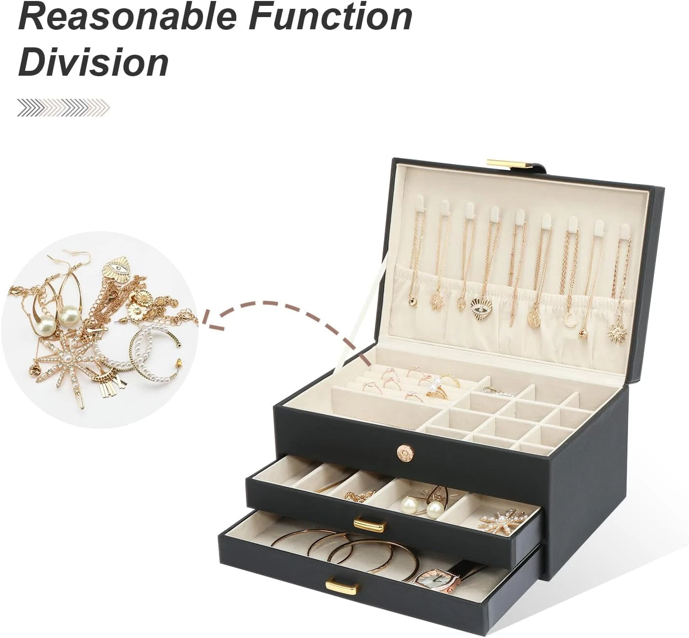 Jewelry Holder Organizer, Leather Jewelry Set Box with 2 Drawers, Jewelry Storag | eBay