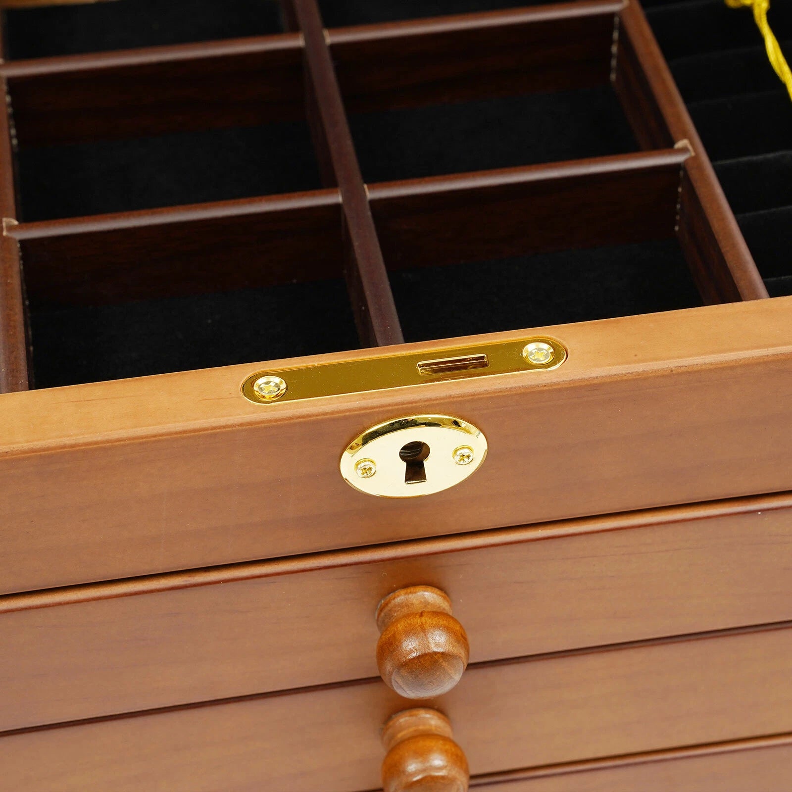 Jewelry Box Wooden Large Organizer Box Large Capacity With Mirror & 5 Drawers | eBay