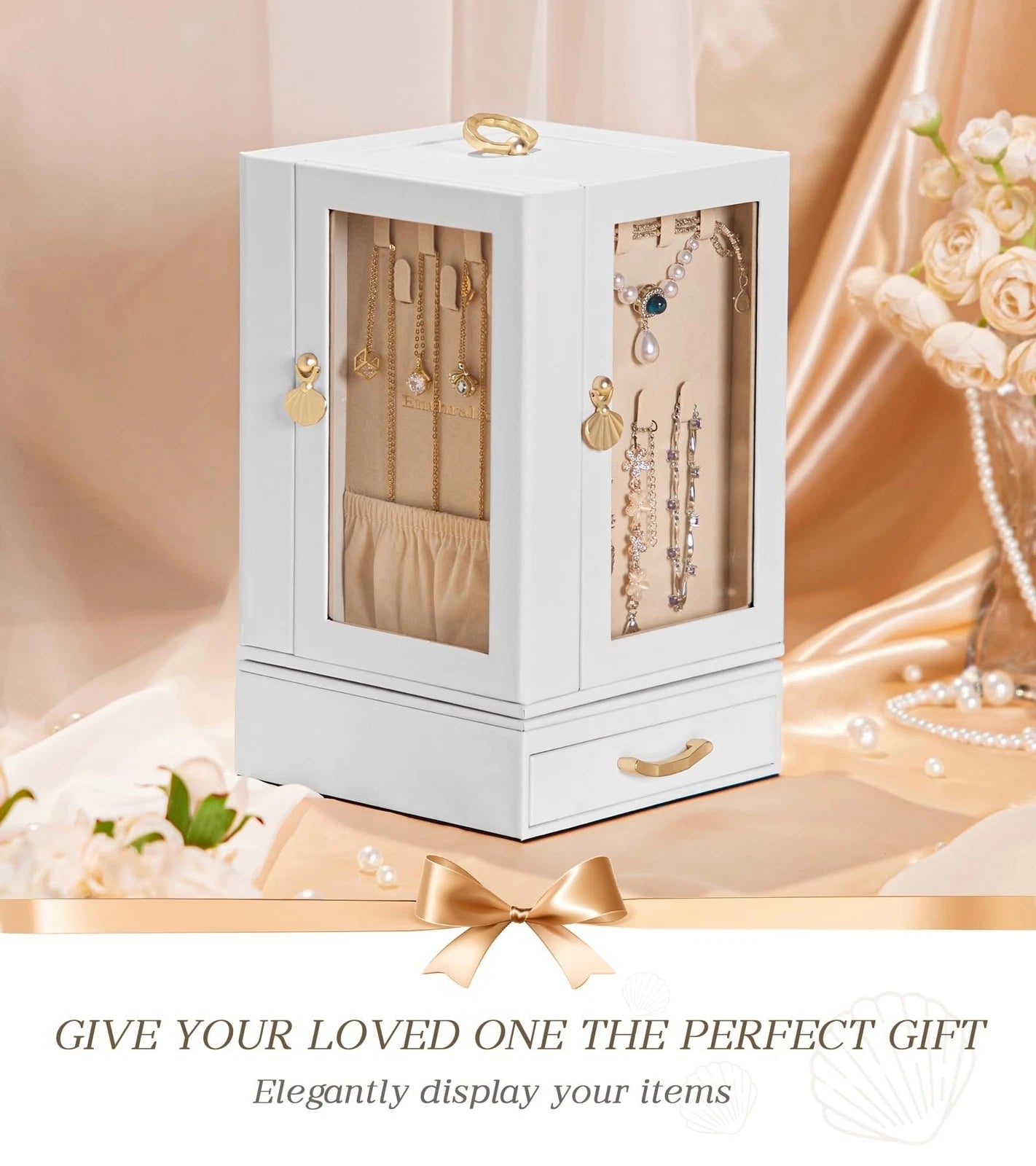 Jewelry Box large for Dresser: Women Necklace Ring Storage Organizer with Com... | eBay