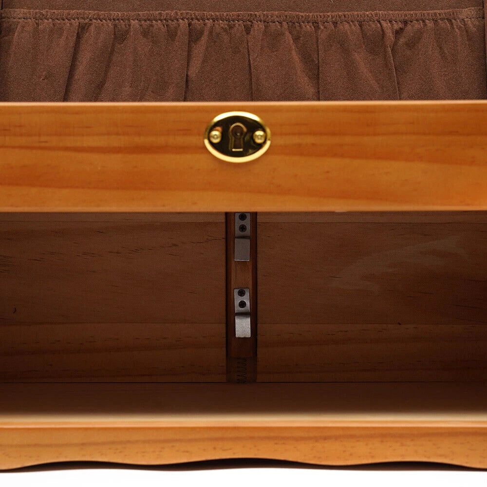 Elegant Wooden Jewelry Box with Velvet Lining and Key Lock, 3 Layers | eBay